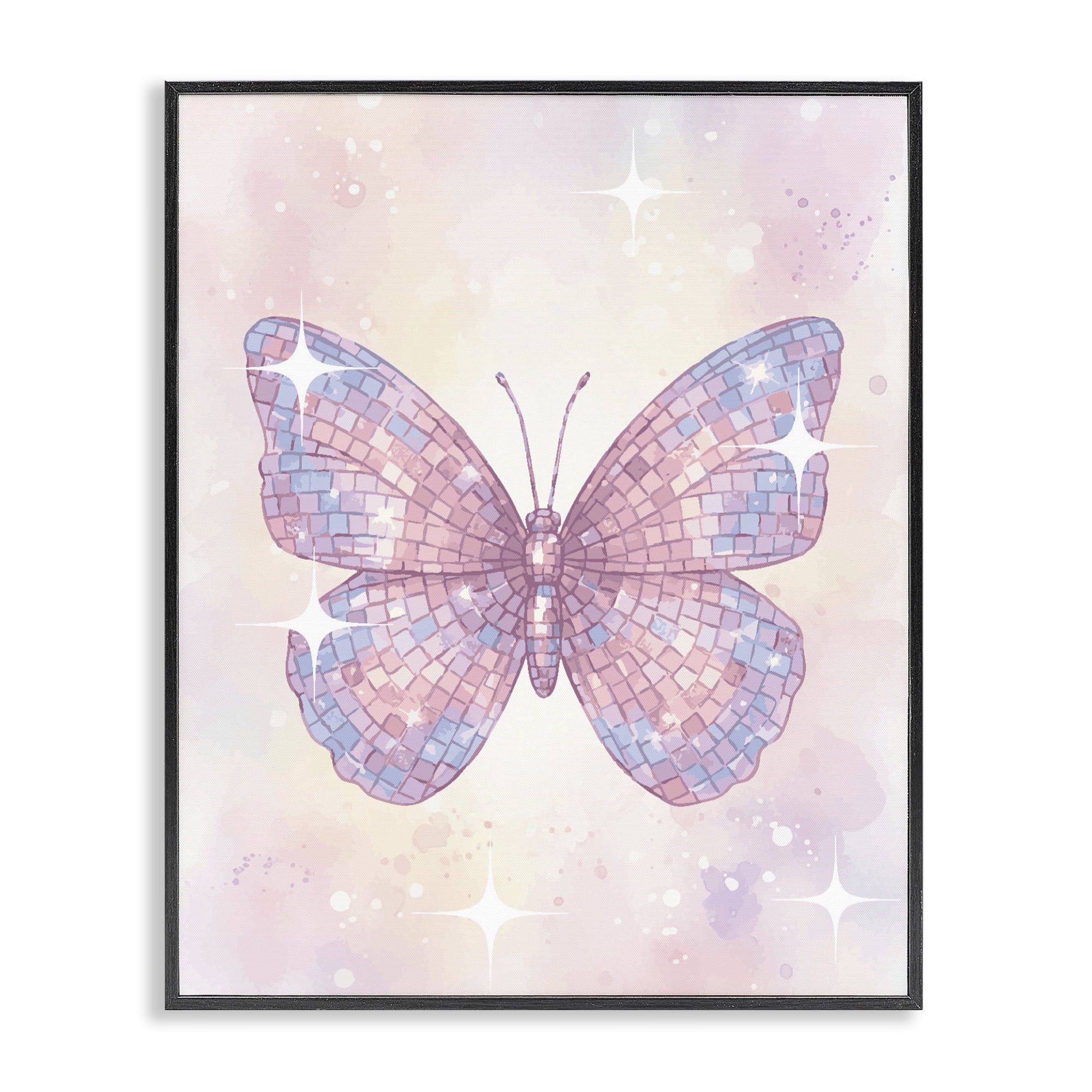 Stupell Industries Delicate Disco Butterfly Black Framed Giclee Art, design by Lil' Rue