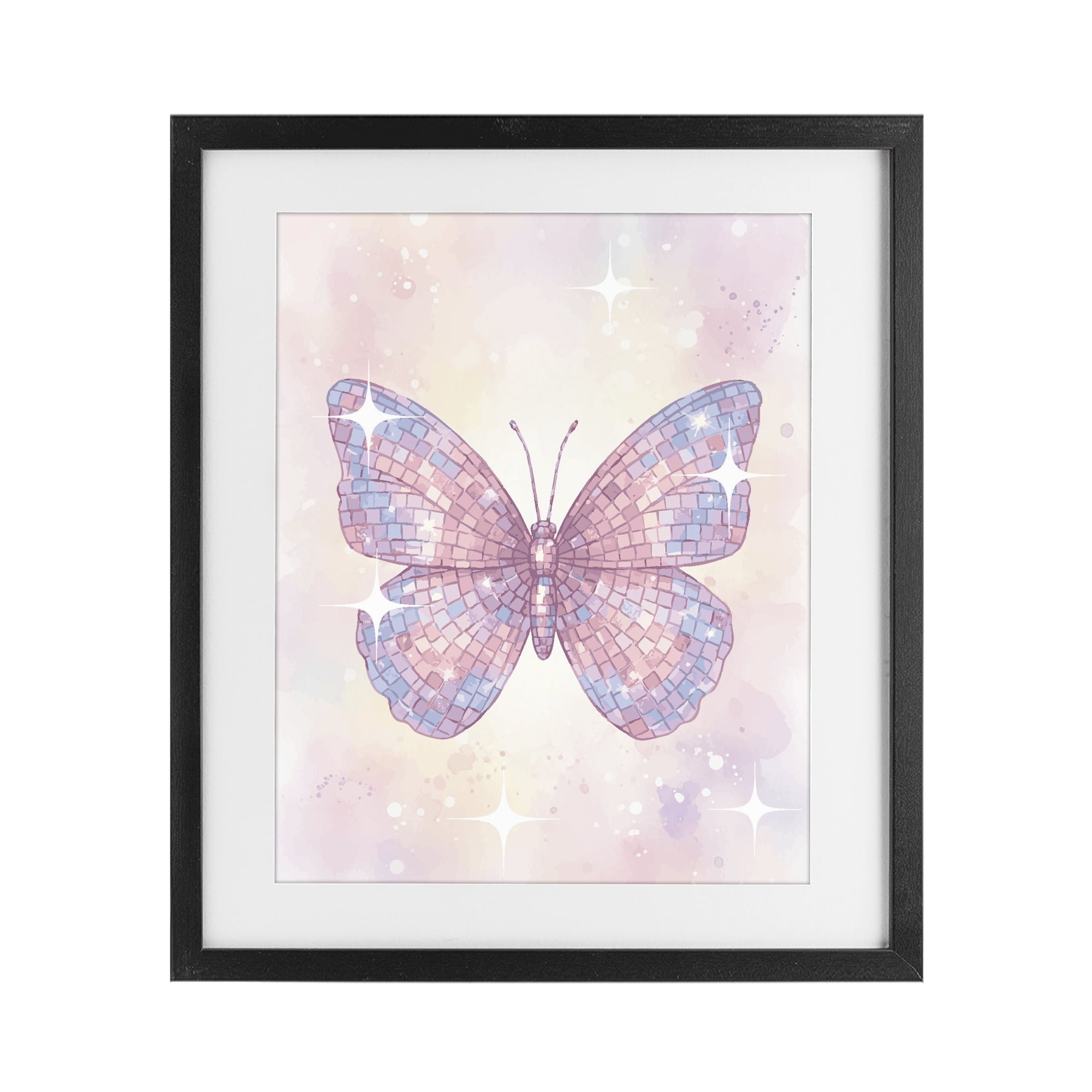 Stupell Industries Delicate Disco Butterfly Black Framed Print Under Glass, design by Lil' Rue