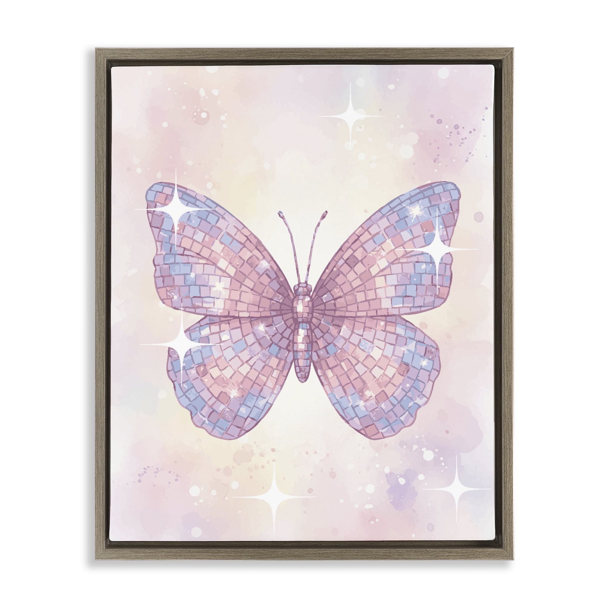 Stupell Industries Delicate Disco Butterfly Brown Framed Floater Canvas Wall Art, design by Lil' Rue