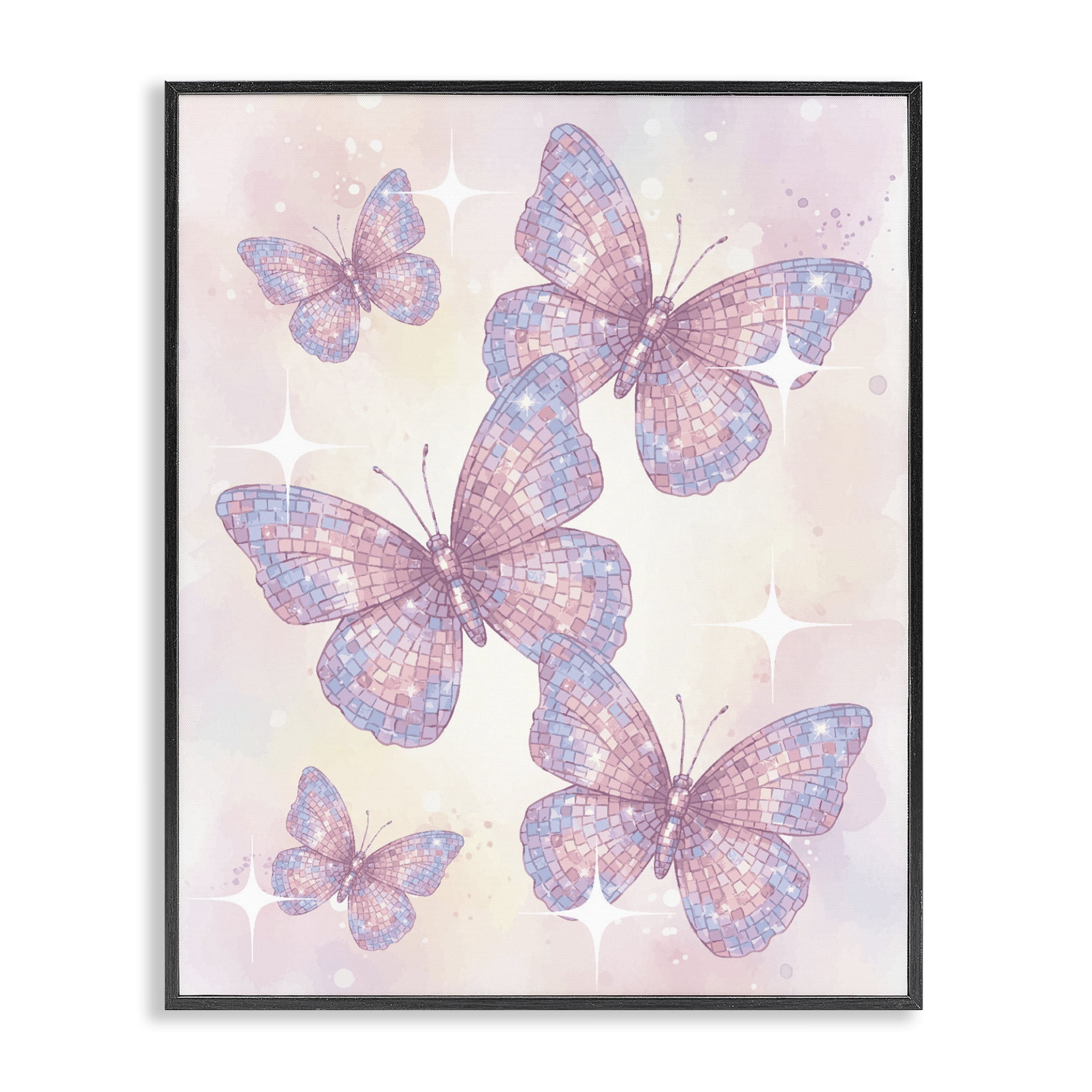 Stupell Industries Delicate Disco Butterfly Dance Black Framed Giclee Art, design by Lil' Rue