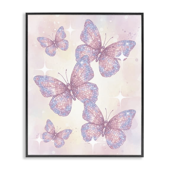 Stupell Industries Art Deco Delicate Disco Butterfly Dance Black Framed Giclee Art, 11 x 14, by Lil' Rue