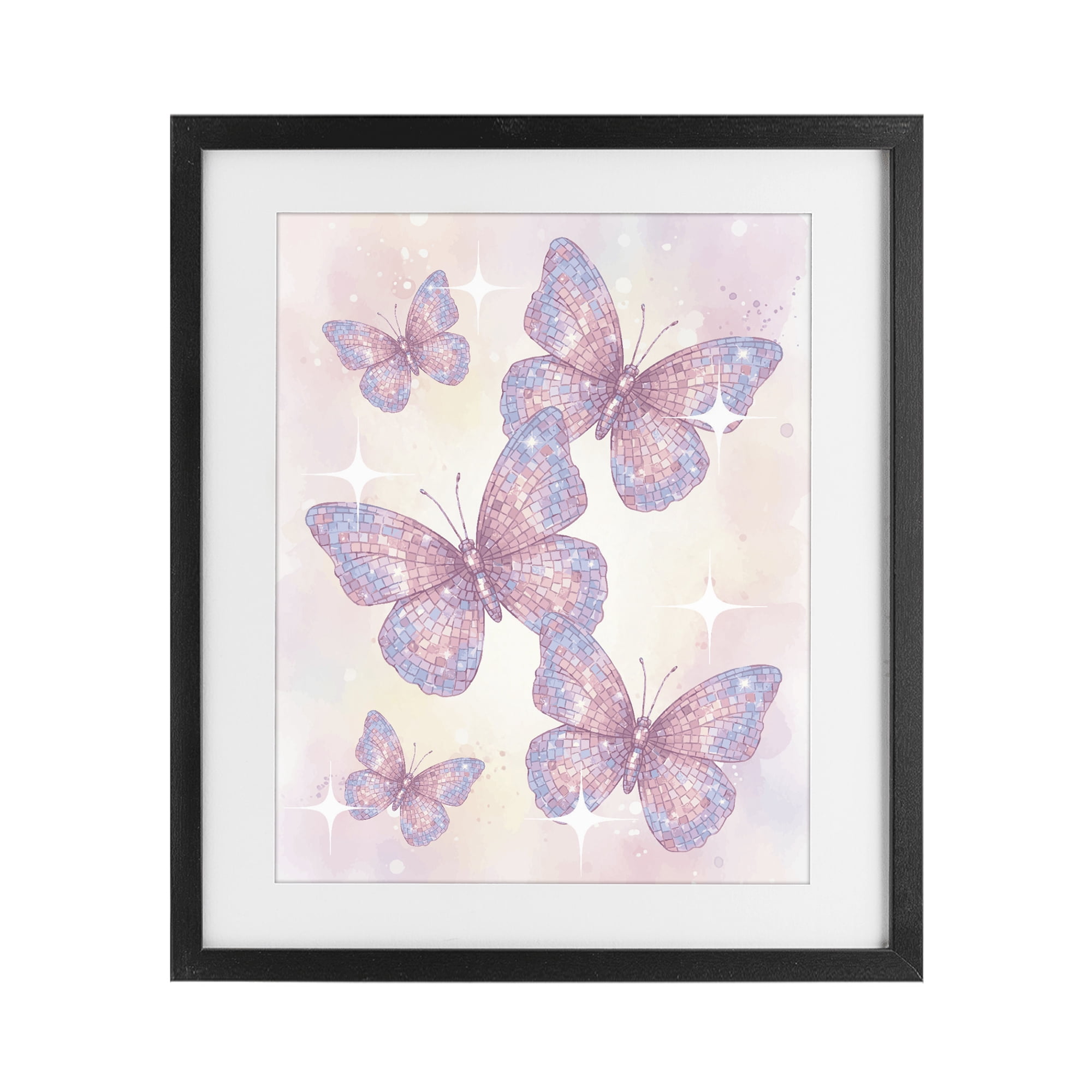 Stupell Industries Delicate Disco Butterfly Dance Black Framed Print Under Glass, design by Lil' Rue