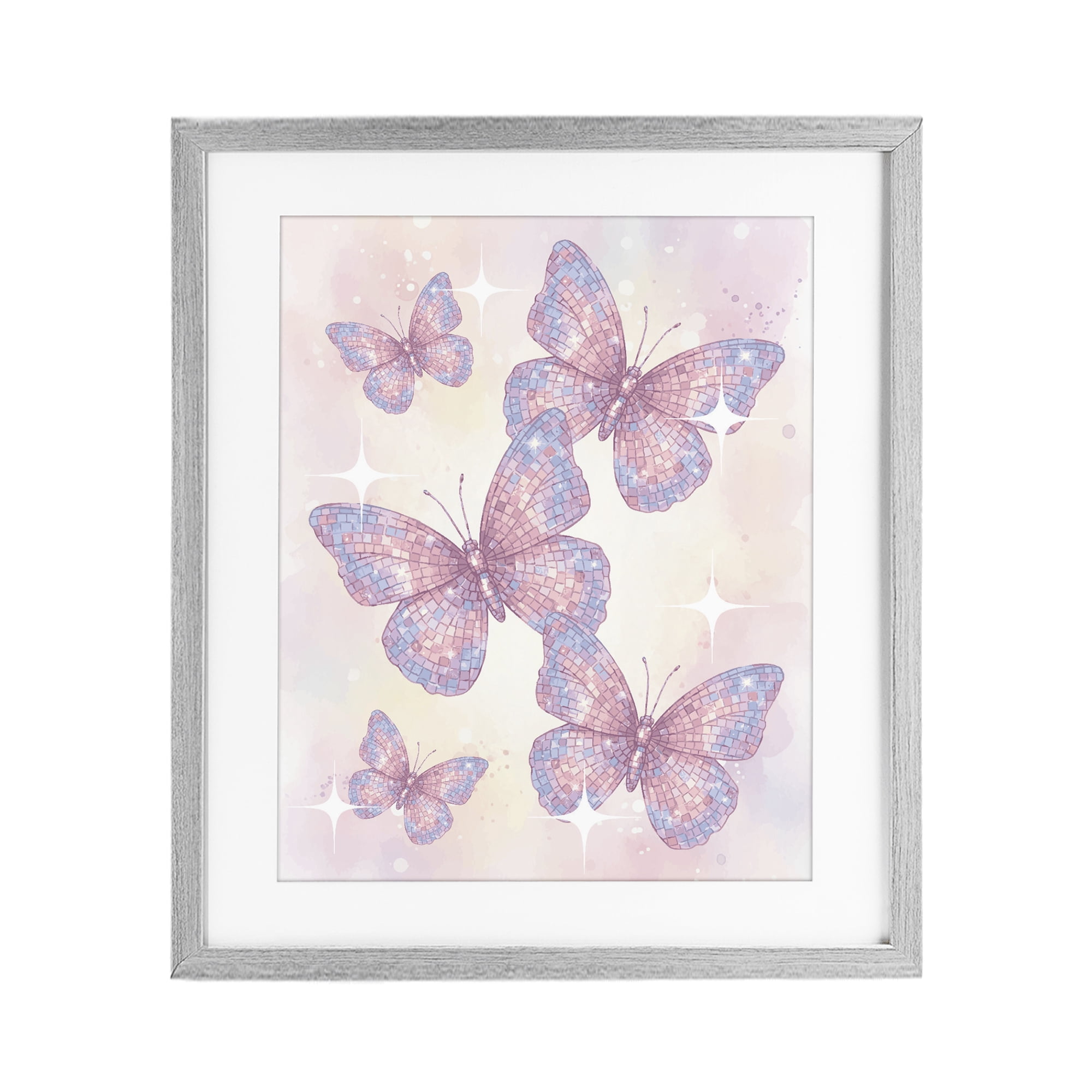 Stupell Industries Delicate Disco Butterfly Dance Gray Framed Print Under Glass, design by Lil' Rue