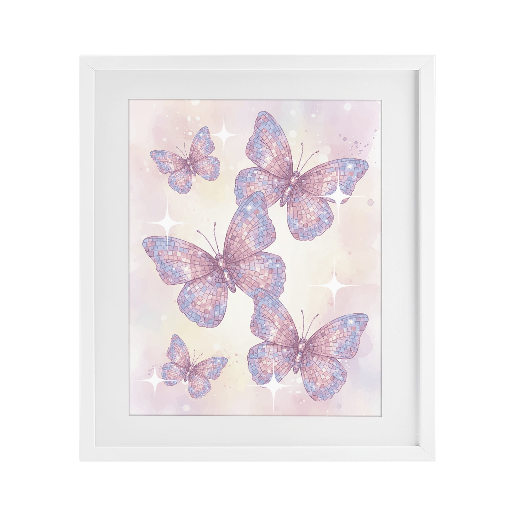 Stupell Industries Delicate Disco Butterfly Dance White Framed Print Under Glass, design by Lil' Rue