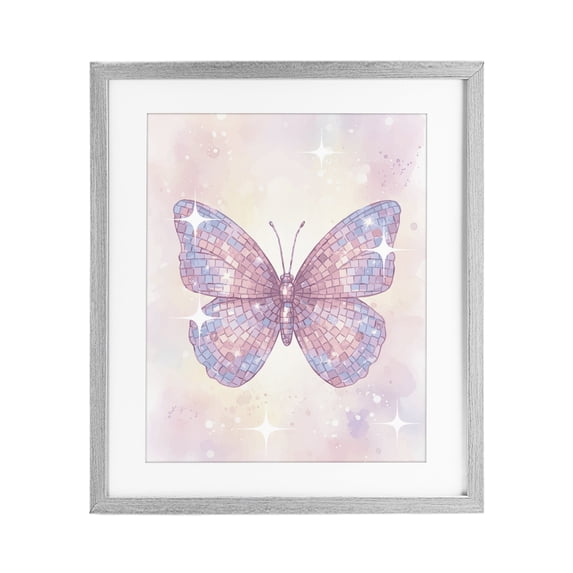 Stupell Industries Eclectic Delicate Disco Butterfly Gray Framed Print Under Glass, 17 x 21, by Lil' Rue