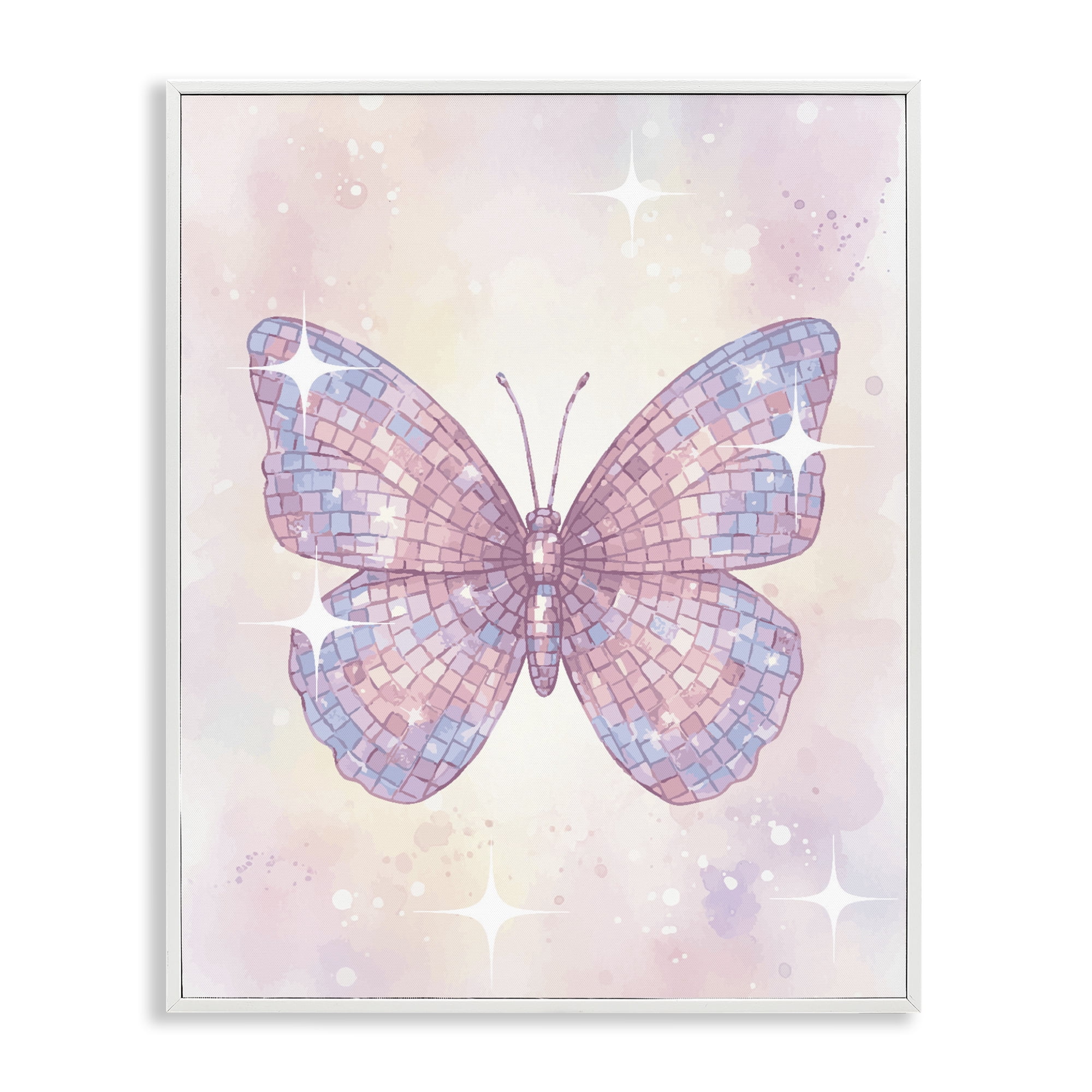 Stupell Industries Delicate Disco Butterfly White Framed Giclee Art, design by Lil' Rue