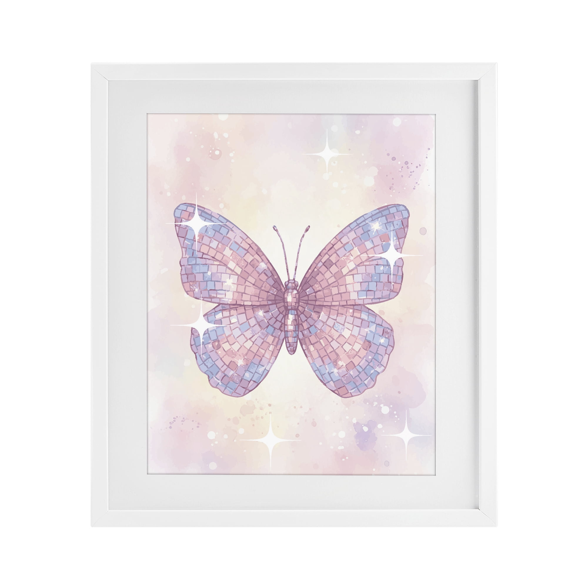 Stupell Industries Delicate Disco Butterfly White Framed Print Under Glass, design by Lil' Rue