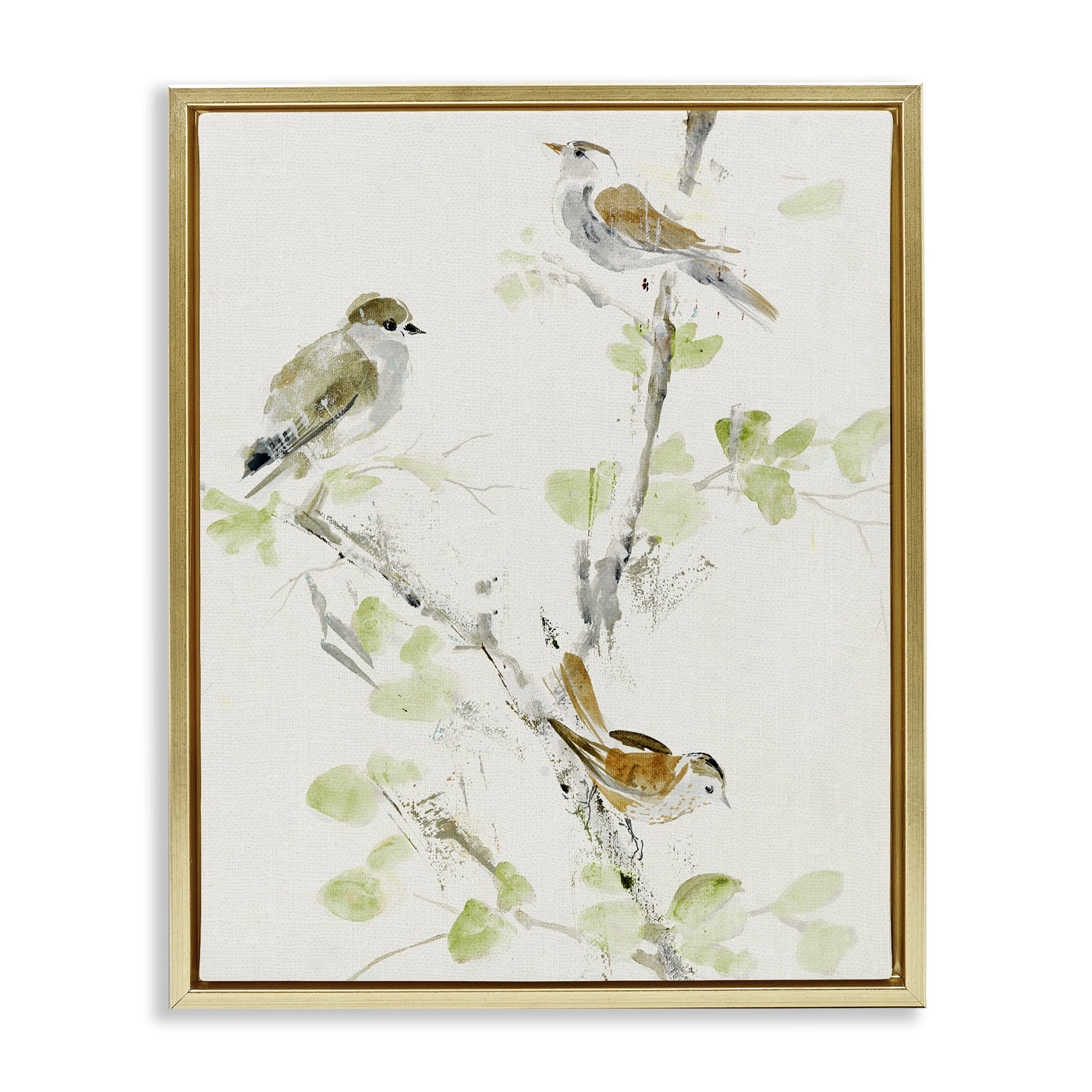 Stupell Industries Delicate Feathers Abstraction Gold Framed Floater Canvas Wall Art, design by Lorenzo Collective