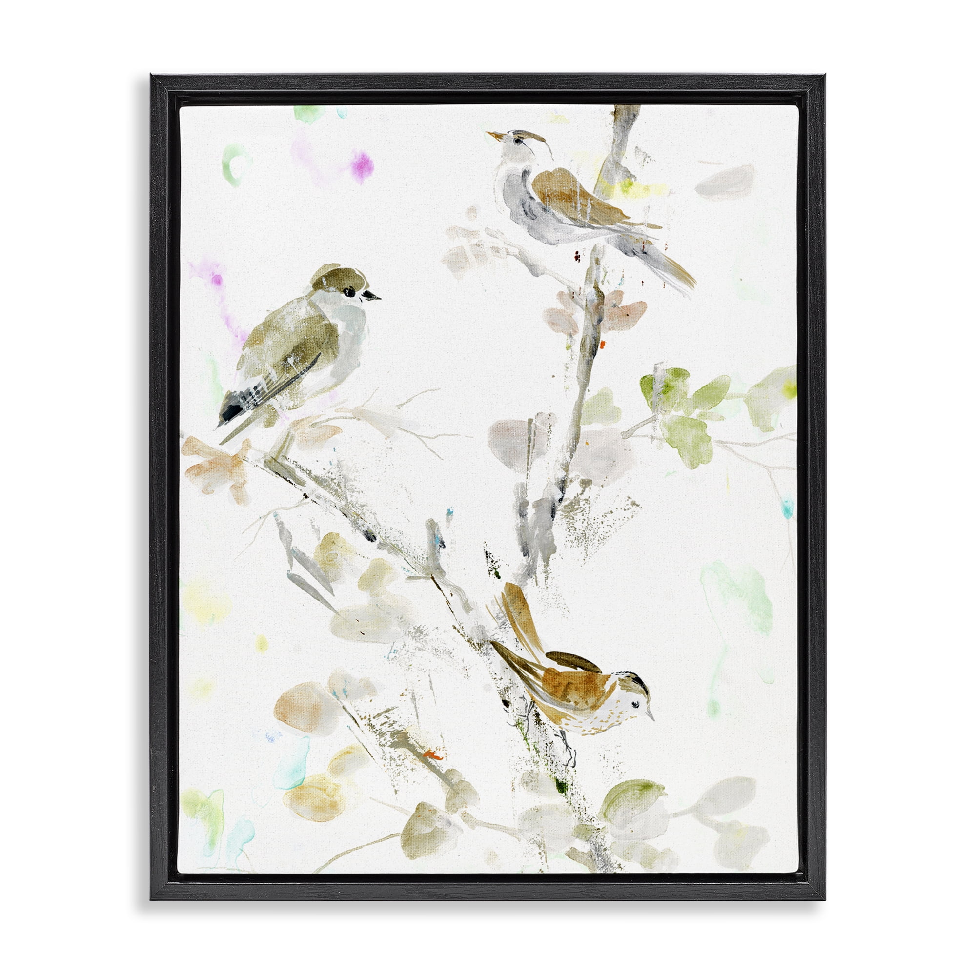 Stupell Industries Delicate Feathers Trio Black Framed Floater Canvas Wall Art, design by Lorenzo Collective