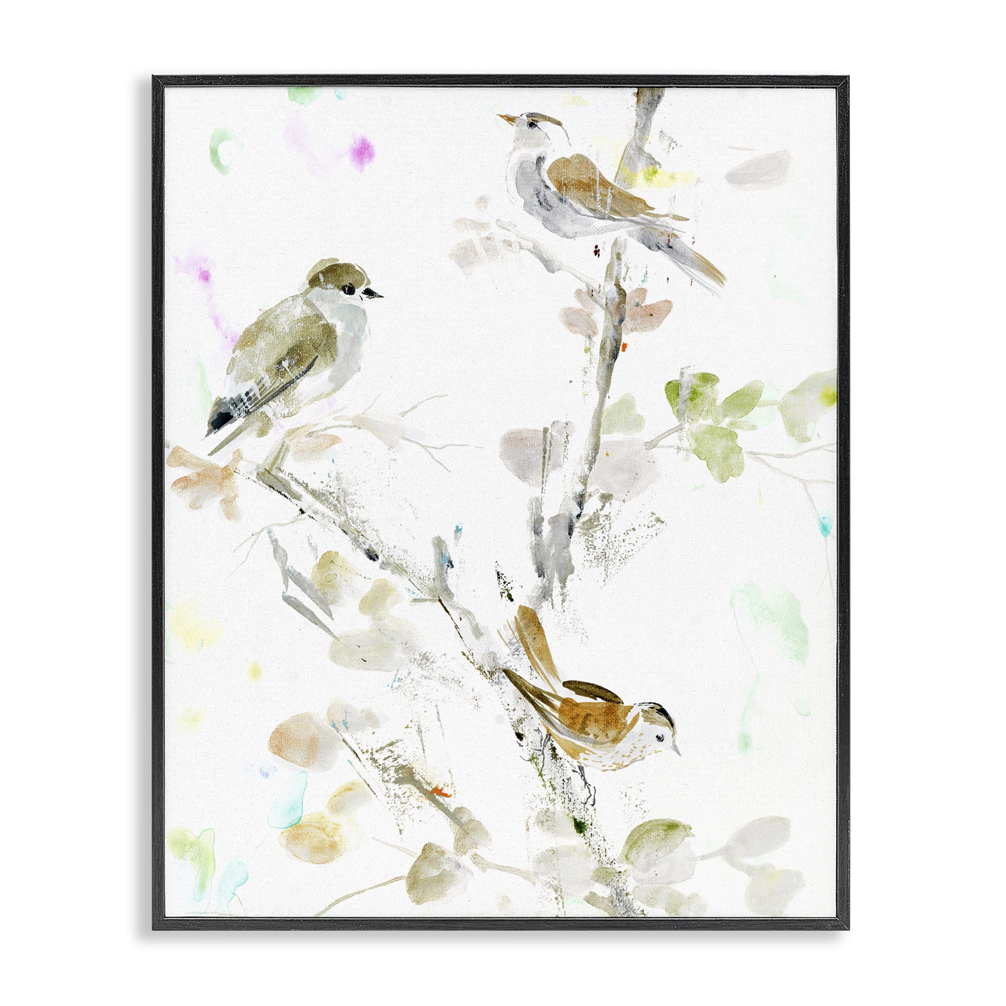 Stupell Industries Delicate Feathers Trio Black Framed Giclee Art, design by Lorenzo Collective
