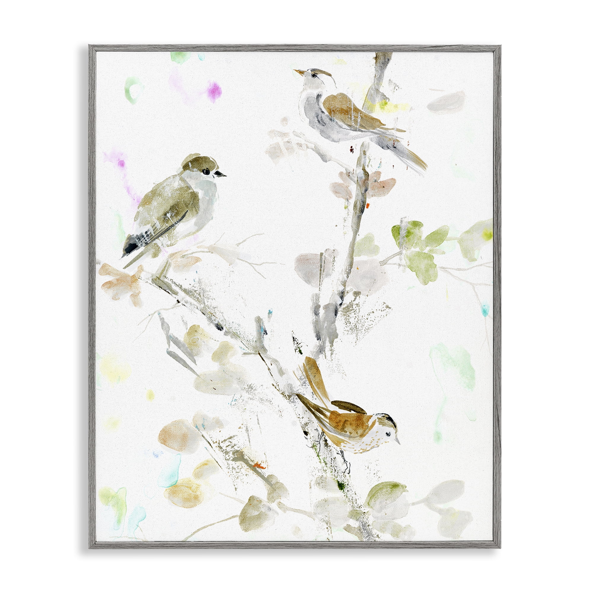 Stupell Industries Delicate Feathers Trio Gray Framed Giclee Art, design by Lorenzo Collective