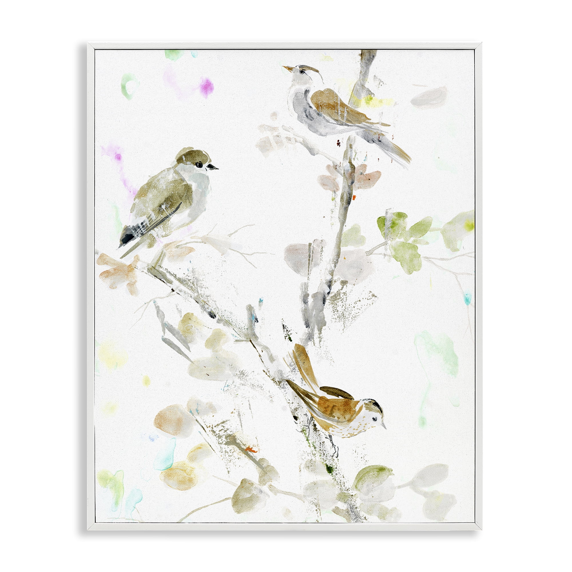 Stupell Industries Delicate Feathers Trio White Framed Giclee Art, design by Lorenzo Collective