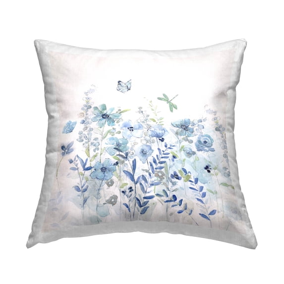 Stupell Industries Delicate Floral Butterfly Meadow Printed Throw Pillow Design by Sally Swatland