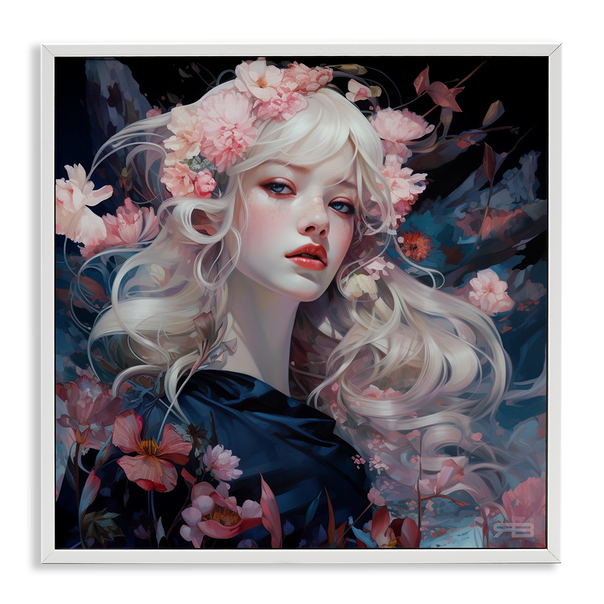 Stupell Industries Delicate Florals Portrait People Painting White Framed Art Print Wall Art, 12 x 12