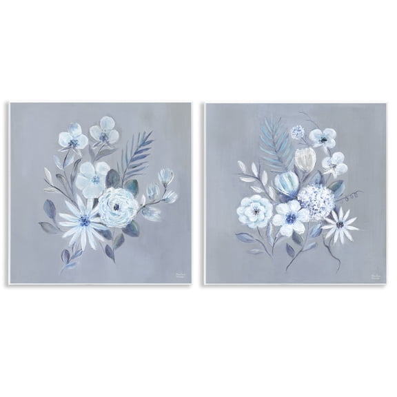 Stupell Industries Delicate Flower Bunches Floral Painting Unframed Art Print Wall Art, 12 x 12, Set of 2