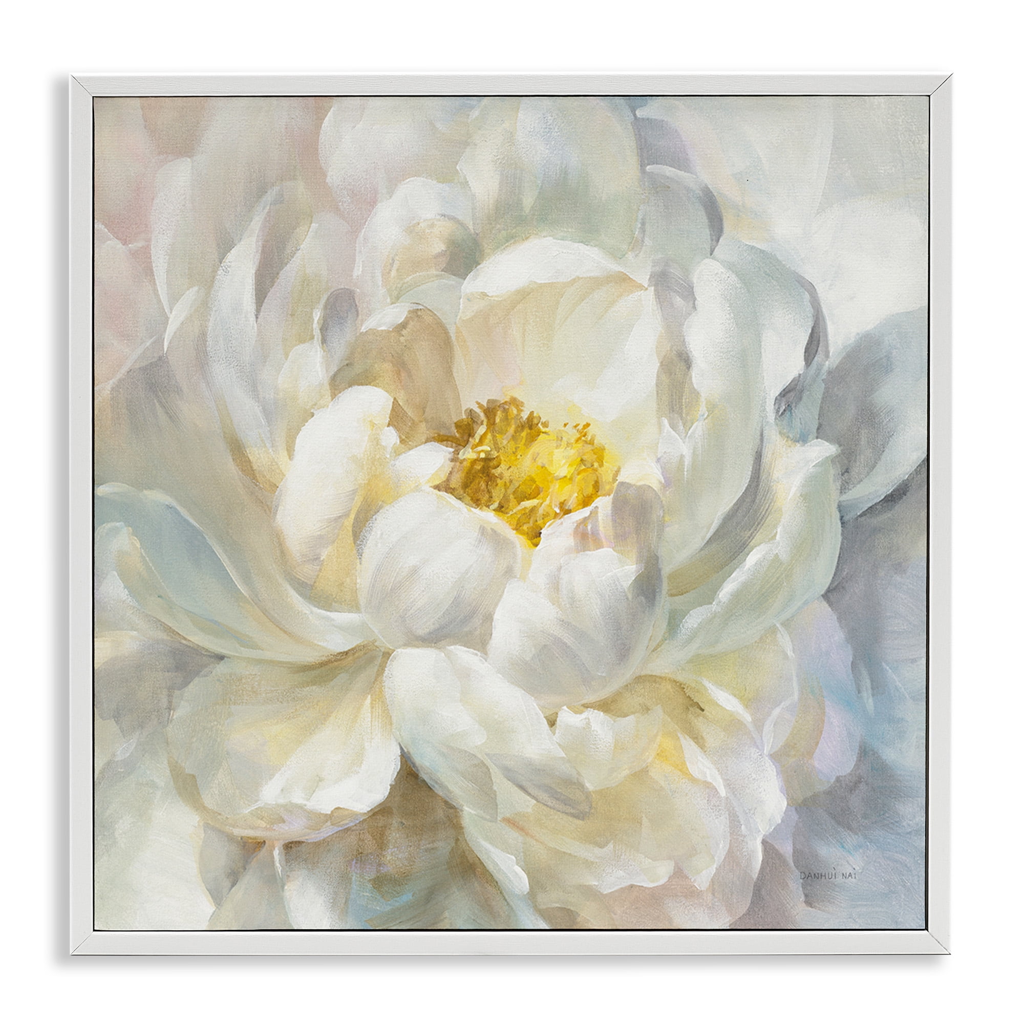 Stupell Industries Delicate Flower Petals Painting Botanical & Floral Painting White Framed Art Print Wall Art, 17 x 17
