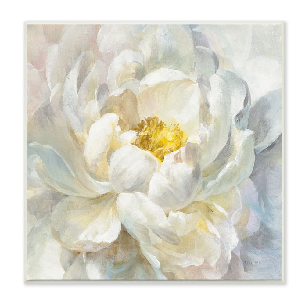 Stupell Industries Delicate Flower Petals Soft White Yellow Painting Unframed Art Print Wall Art, 12x12, by Danhui Nai
