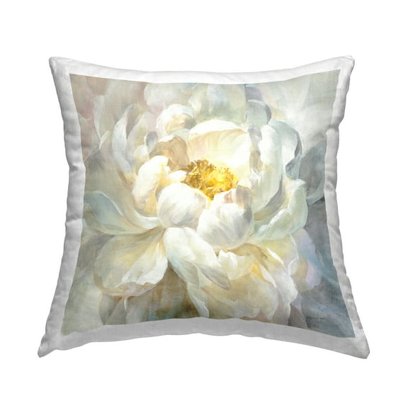 Stupell Industries Delicate Flower Petals Yellow Painting Glam Off-White,18 x 7 x 18 Decorative Pillows