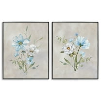 Stupell Industries Delicate Flower Tendrils Plants & Flowers Painting Black Framed Art Print Wall Art, 11 x 14, Set of 2