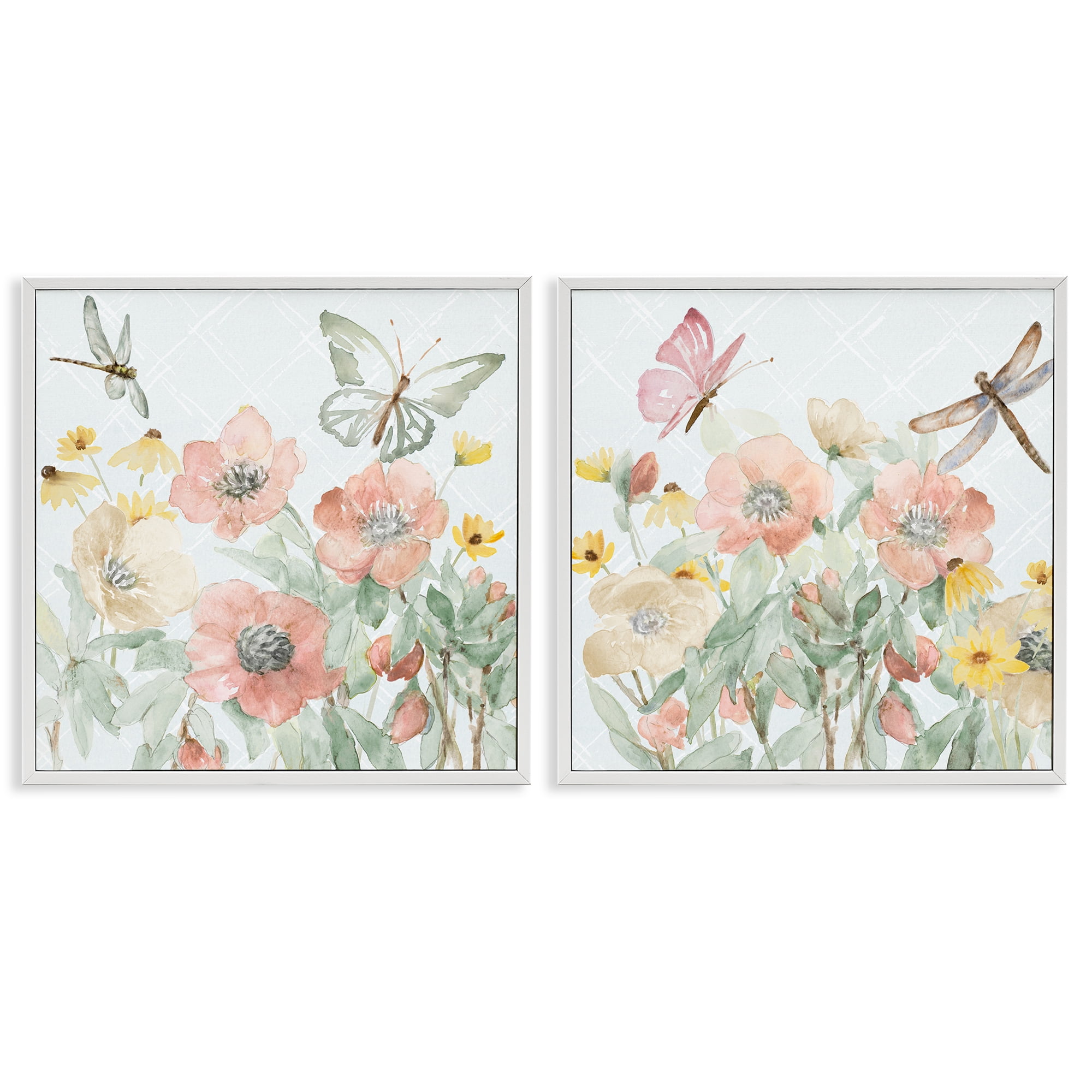 Stupell Industries Delicate Garden Joy 2 Piece White Framed Giclee Art Set, design by Lanie Loreth