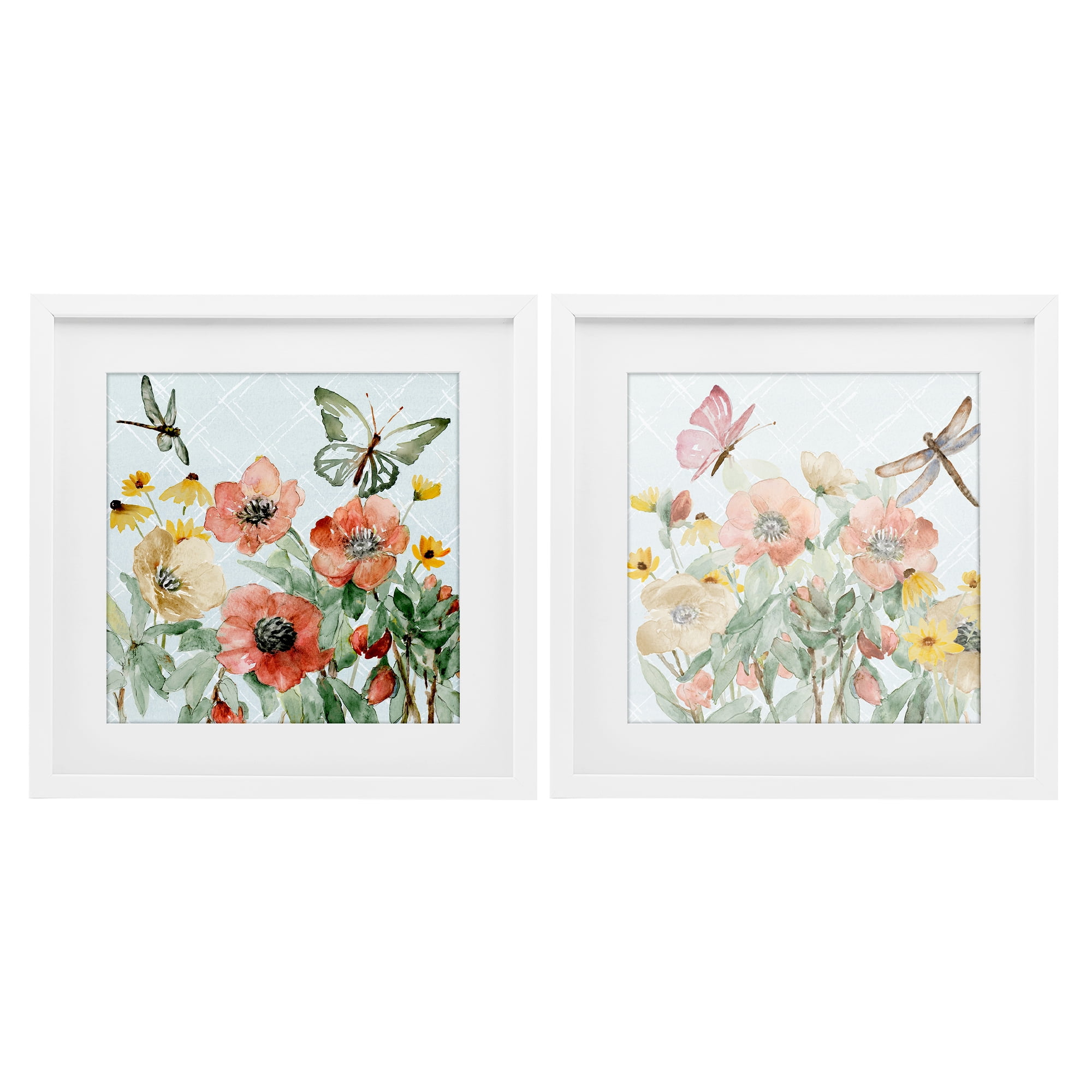 Stupell Industries Delicate Garden Joy 2 Piece White Framed Print Under Glass Set, design by Lanie Loreth