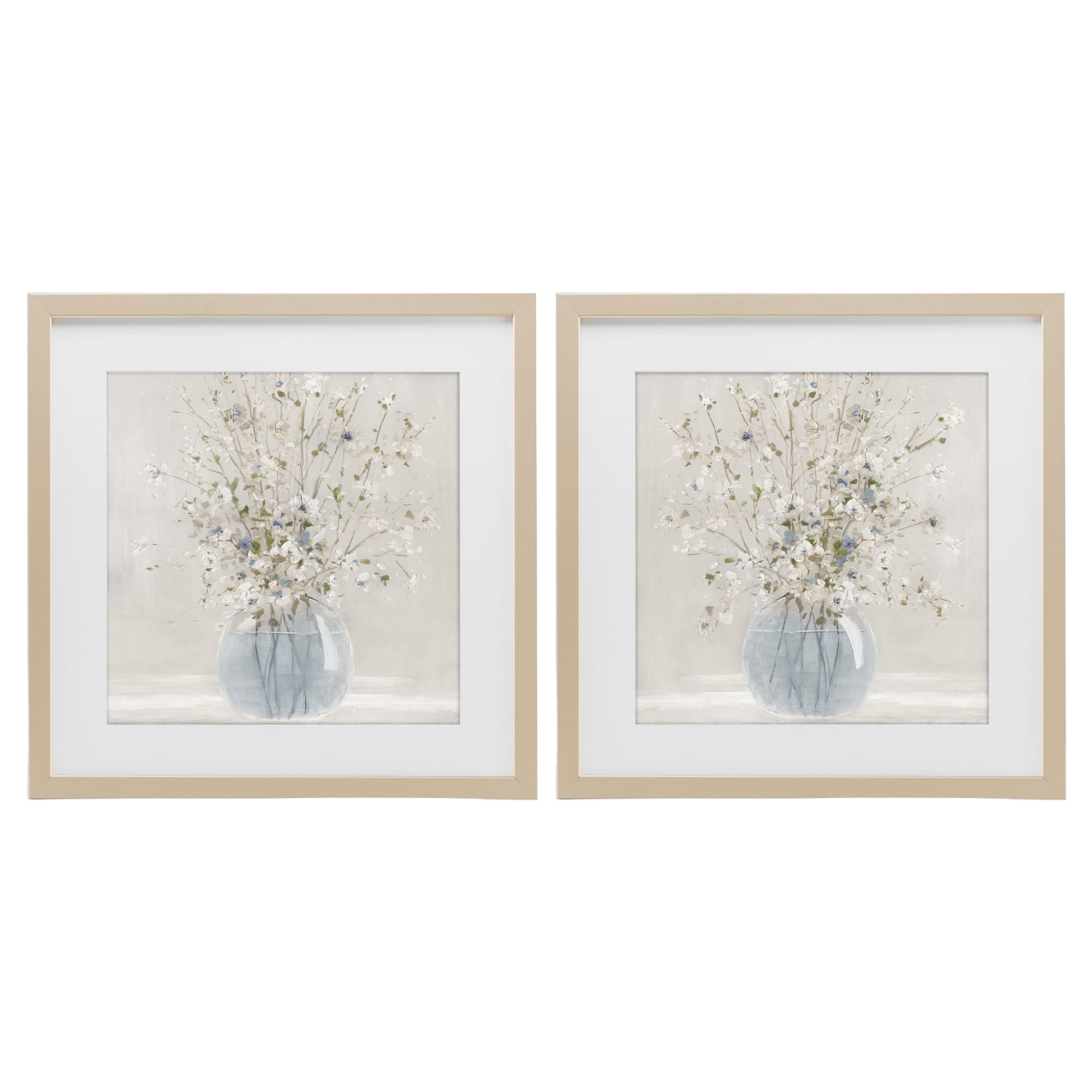 Stupell Industries Delicate Glass Vase Bouquet 2 Piece Birch Framed Print Under Glass Set, design by Carol Robinson