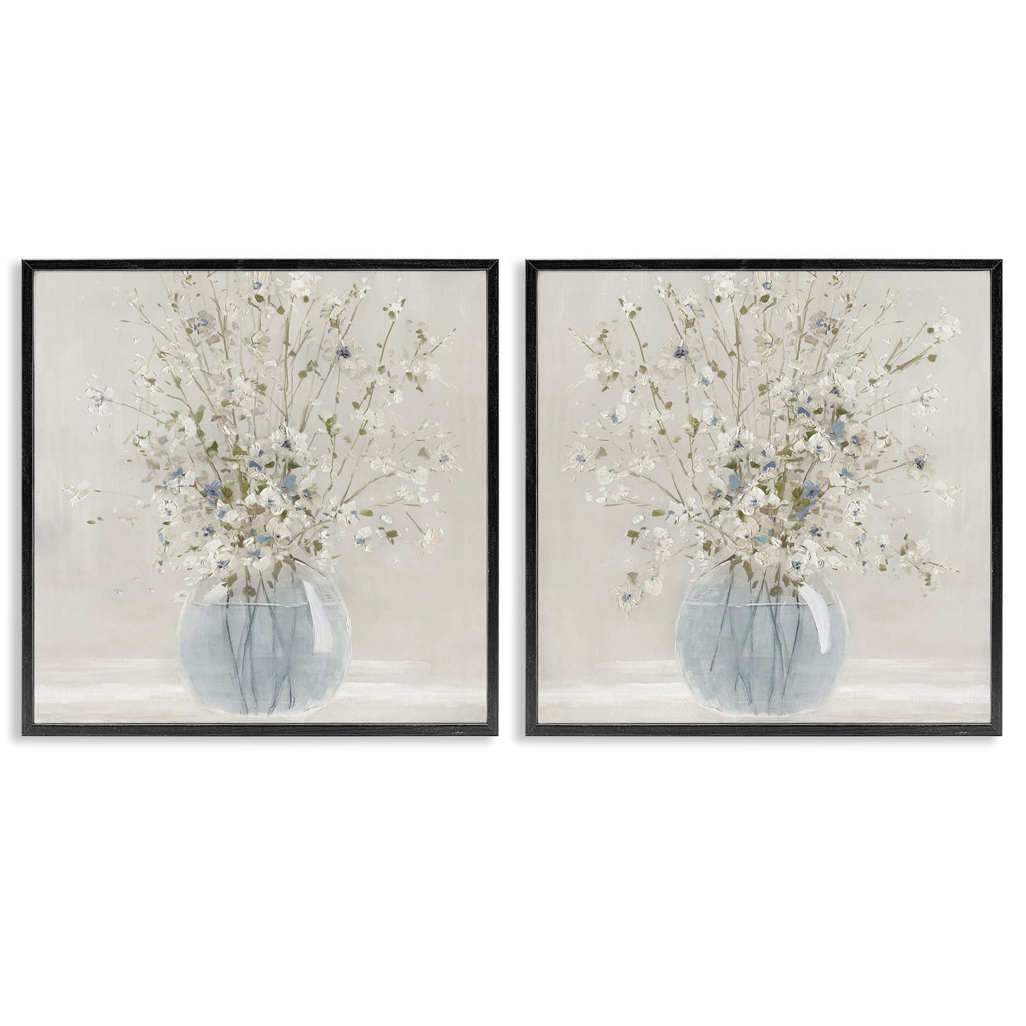 Stupell Industries Delicate Glass Vase Bouquet 2 Piece Black Framed Giclee Art Set, design by Carol Robinson