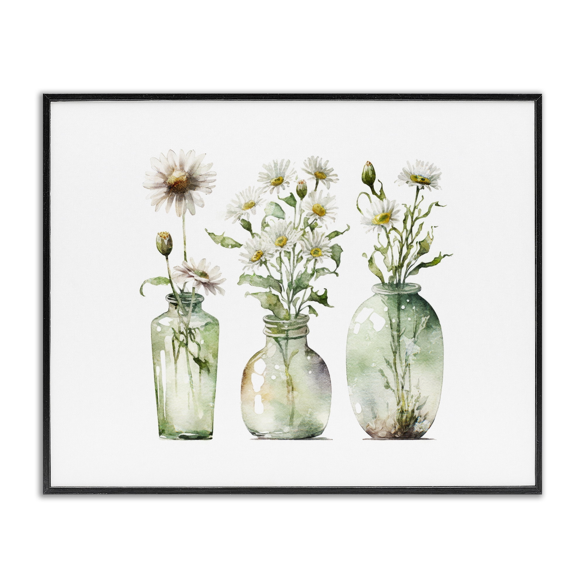 Stupell Industries Delicate Glass Vases Plants & Flowers Painting Black Framed Art Print Wall Art, 30 x 24