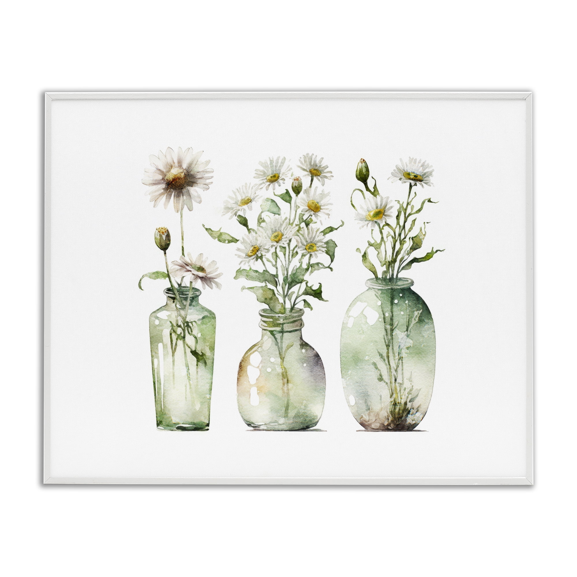 Stupell Industries Delicate Glass Vases Plants & Flowers Painting White Framed Art Print Wall Art, 30 x 24