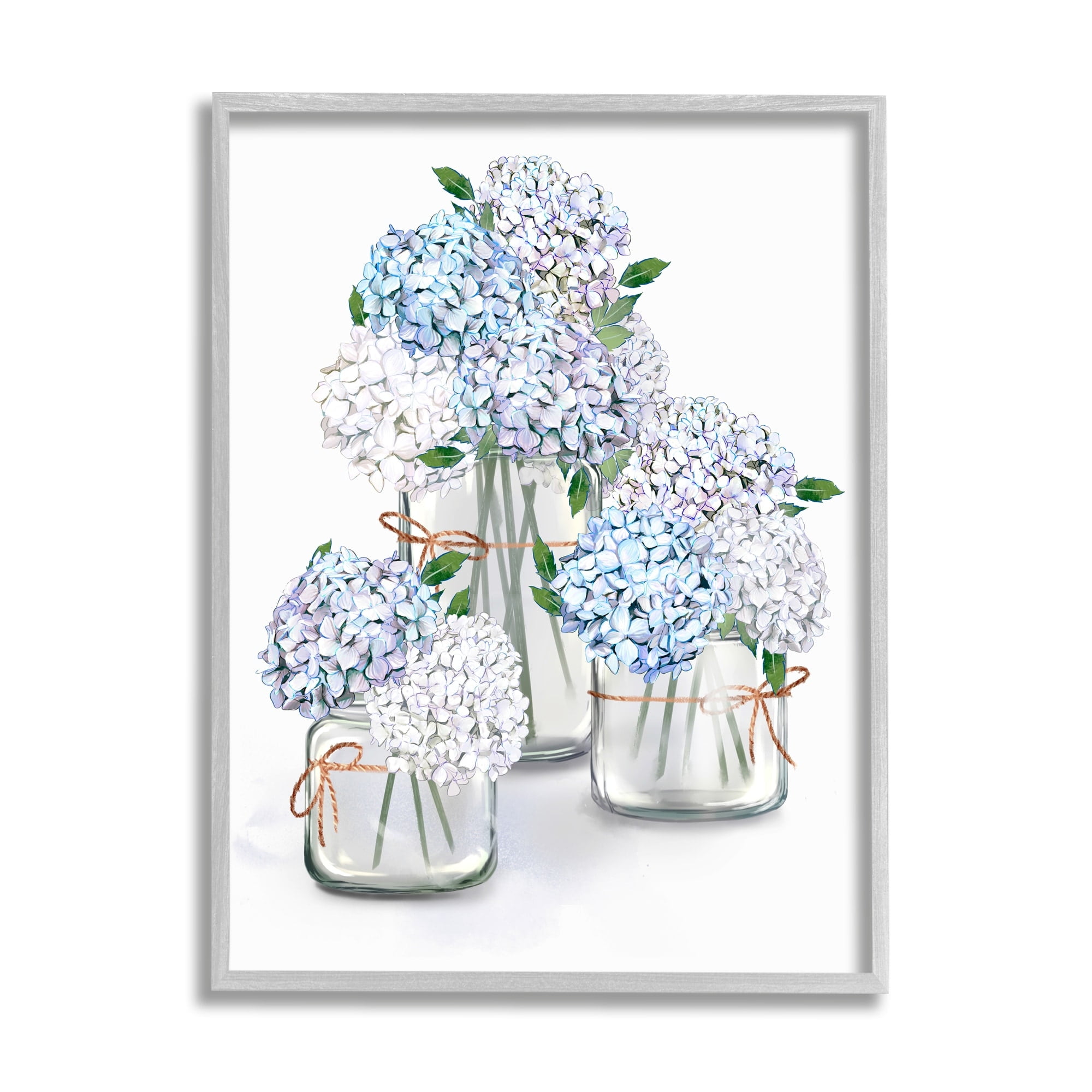 Stupell Industries Delicate Hydrangea Blossoms Arrangement Glass Jars Illustration , 16 x 20, Design by Ziwei Li