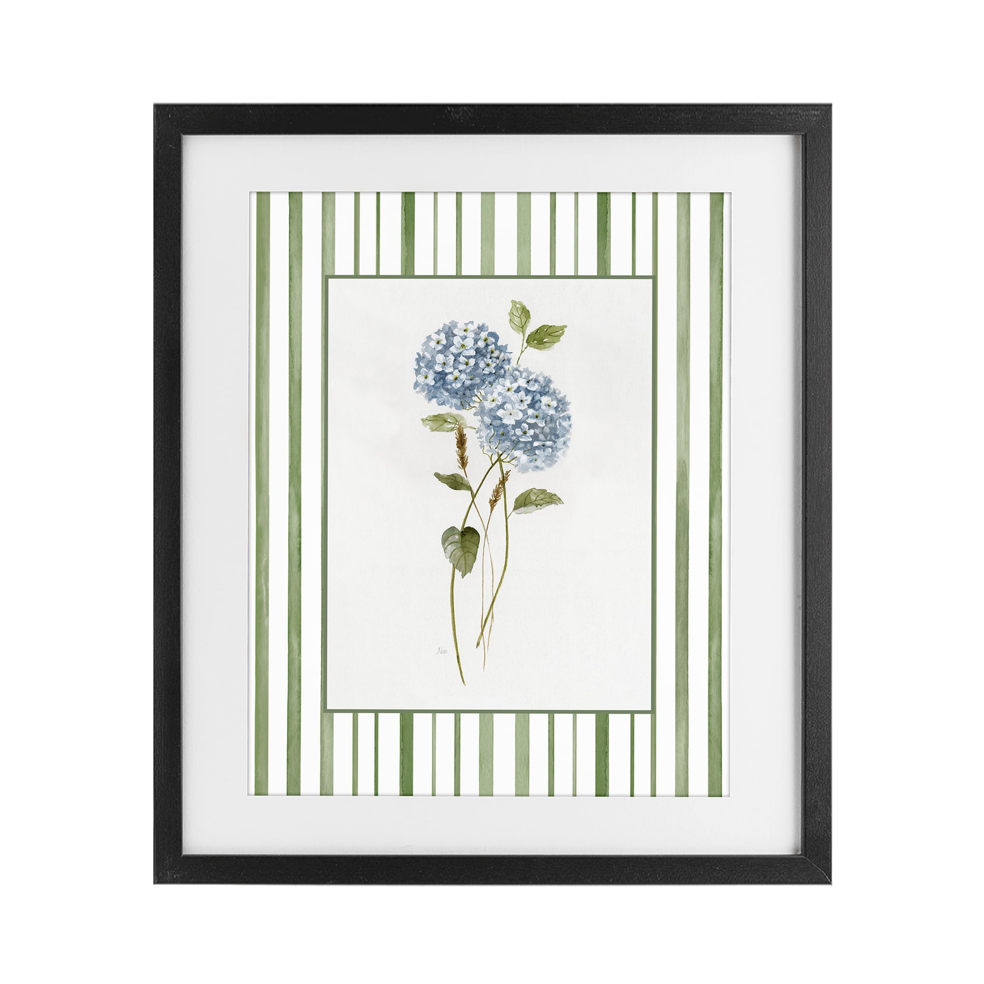 Stupell Industries Delicate Hydrangea & Dried Wheat Black Framed Print Under Glass, design by Nan