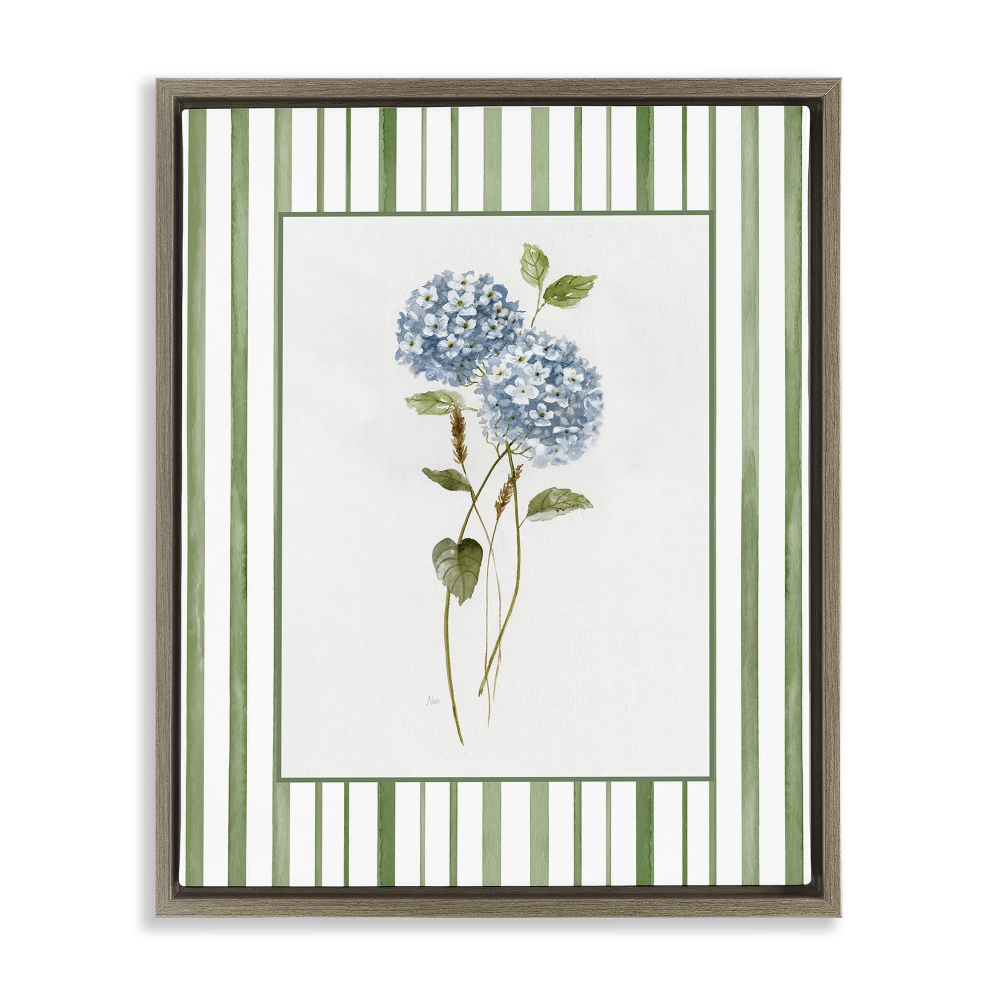 Stupell Industries Delicate Hydrangea & Dried Wheat Brown Framed Floater Canvas Wall Art, design by Nan