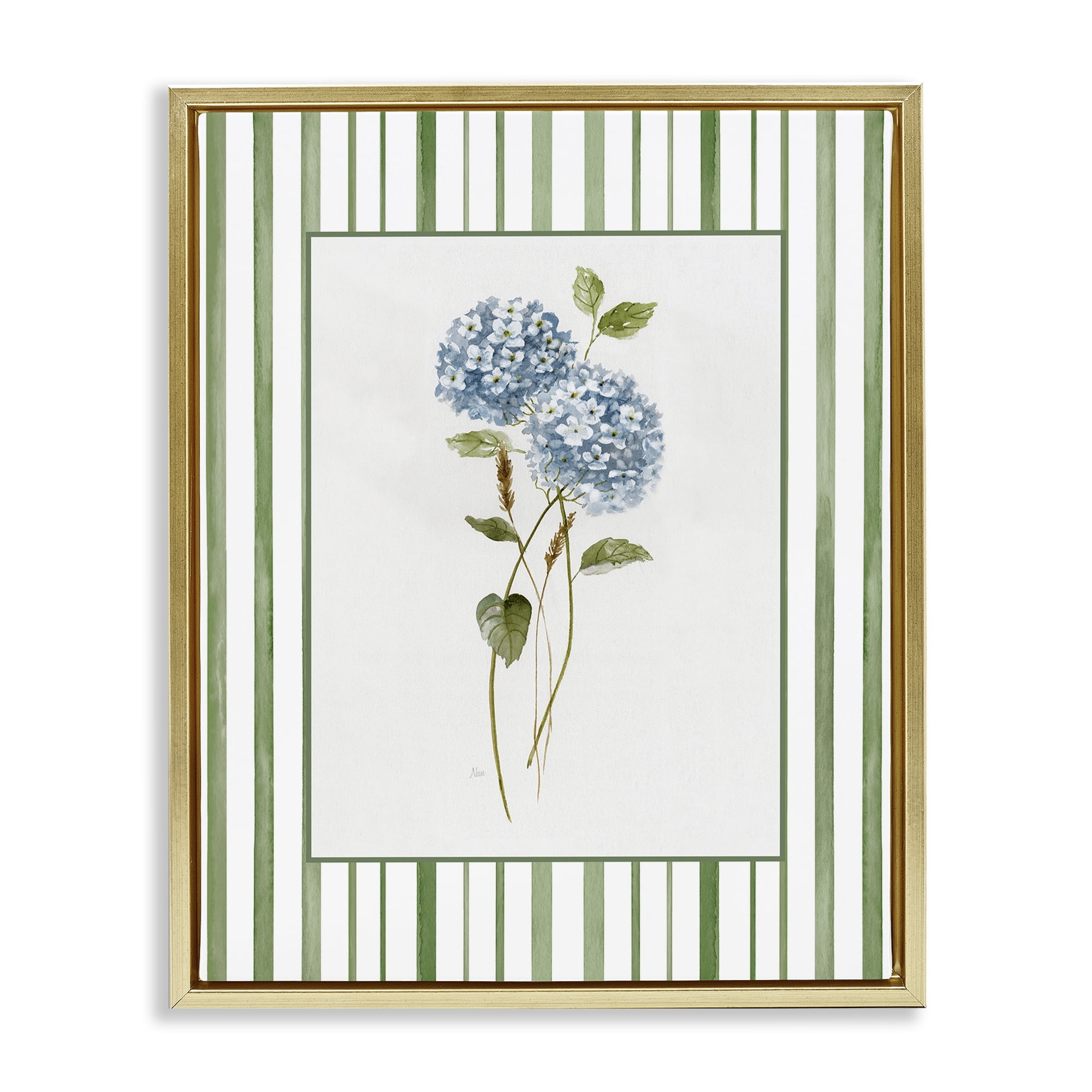 Stupell Industries Delicate Hydrangea & Dried Wheat Gold Framed Floater Canvas Wall Art, design by Nan
