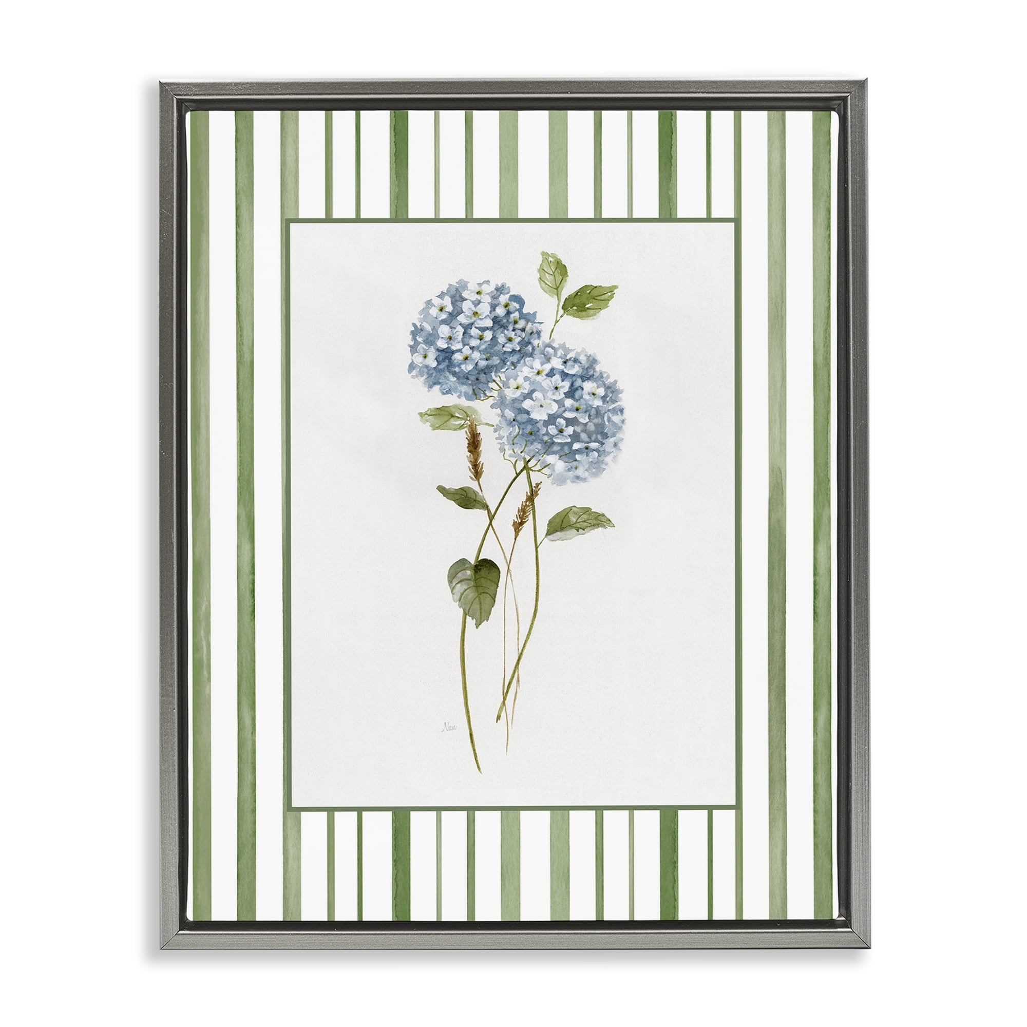Stupell Industries Delicate Hydrangea & Dried Wheat Gray Framed Floater Canvas Wall Art, design by Nan