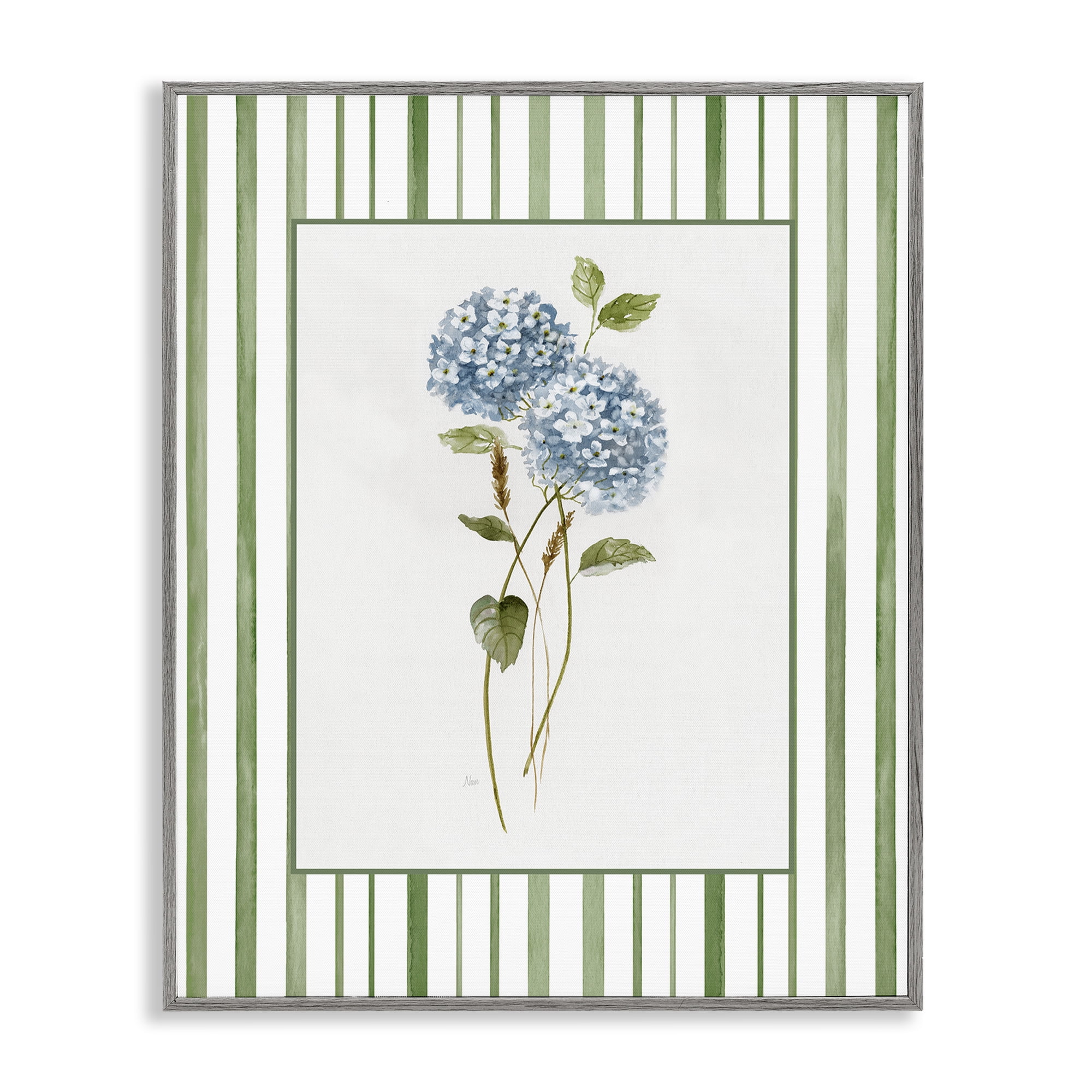 Stupell Industries Delicate Hydrangea & Dried Wheat Gray Framed Giclee Art, design by Nan