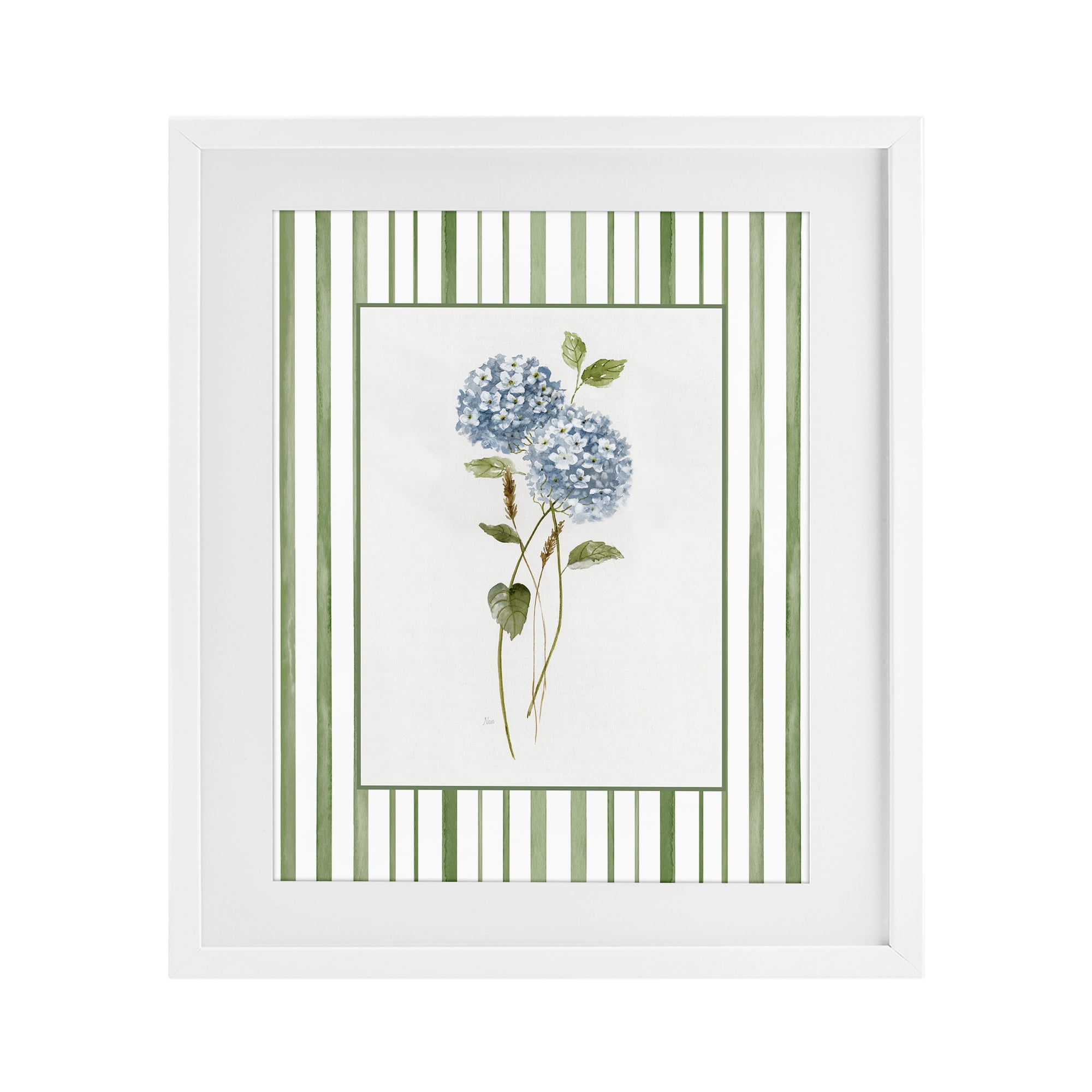 Stupell Industries Delicate Hydrangea & Dried Wheat White Framed Print Under Glass, design by Nan