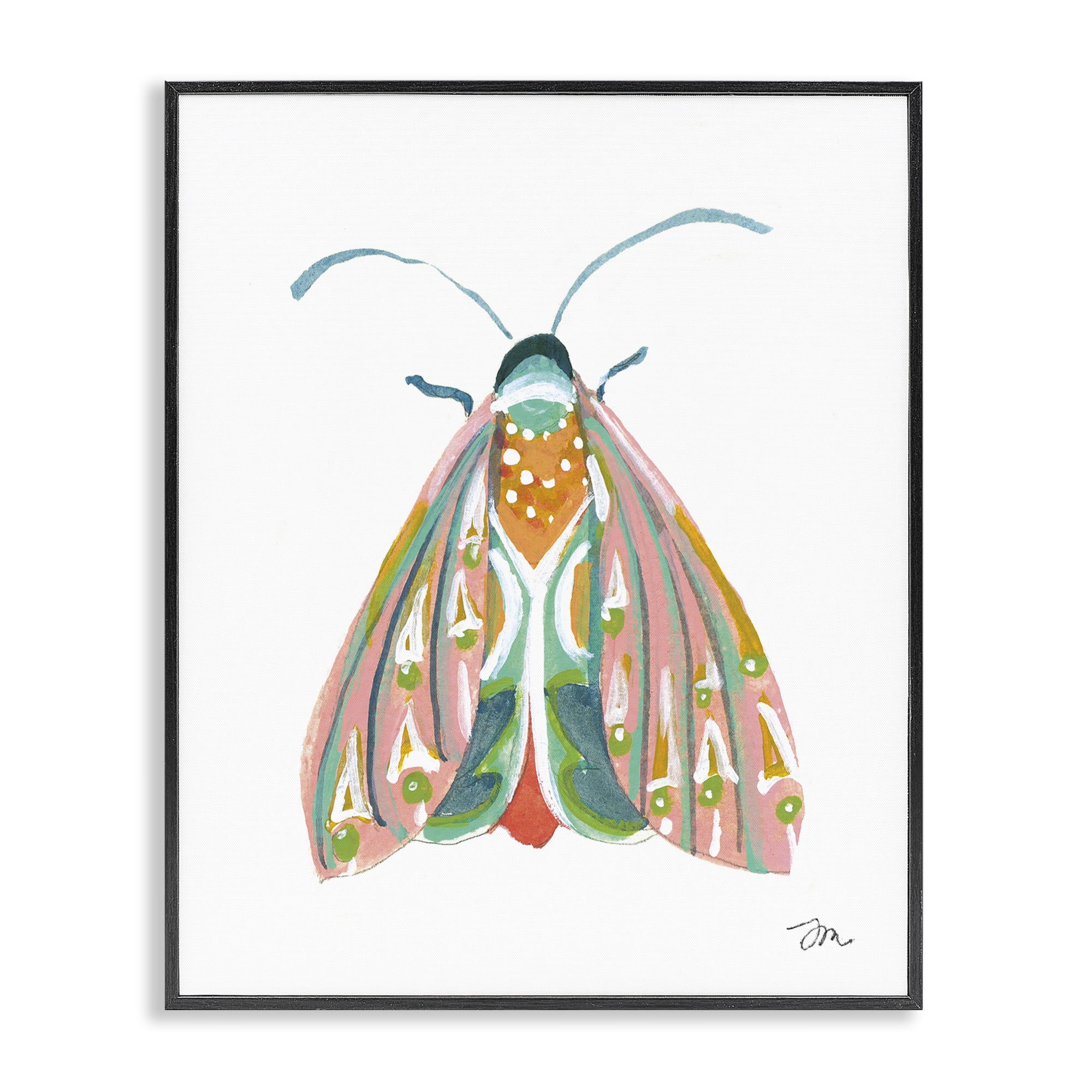 Stupell Industries Delicate Insect on White Insects Painting Black Framed Art Print Wall Art, 24 x 30