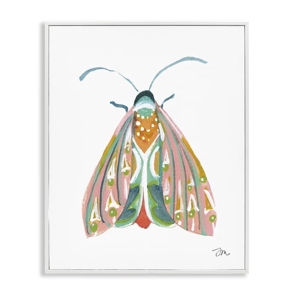 Stupell Industries Delicate Insect on White Insects Painting White Framed Art Print Wall Art, 16 x 20