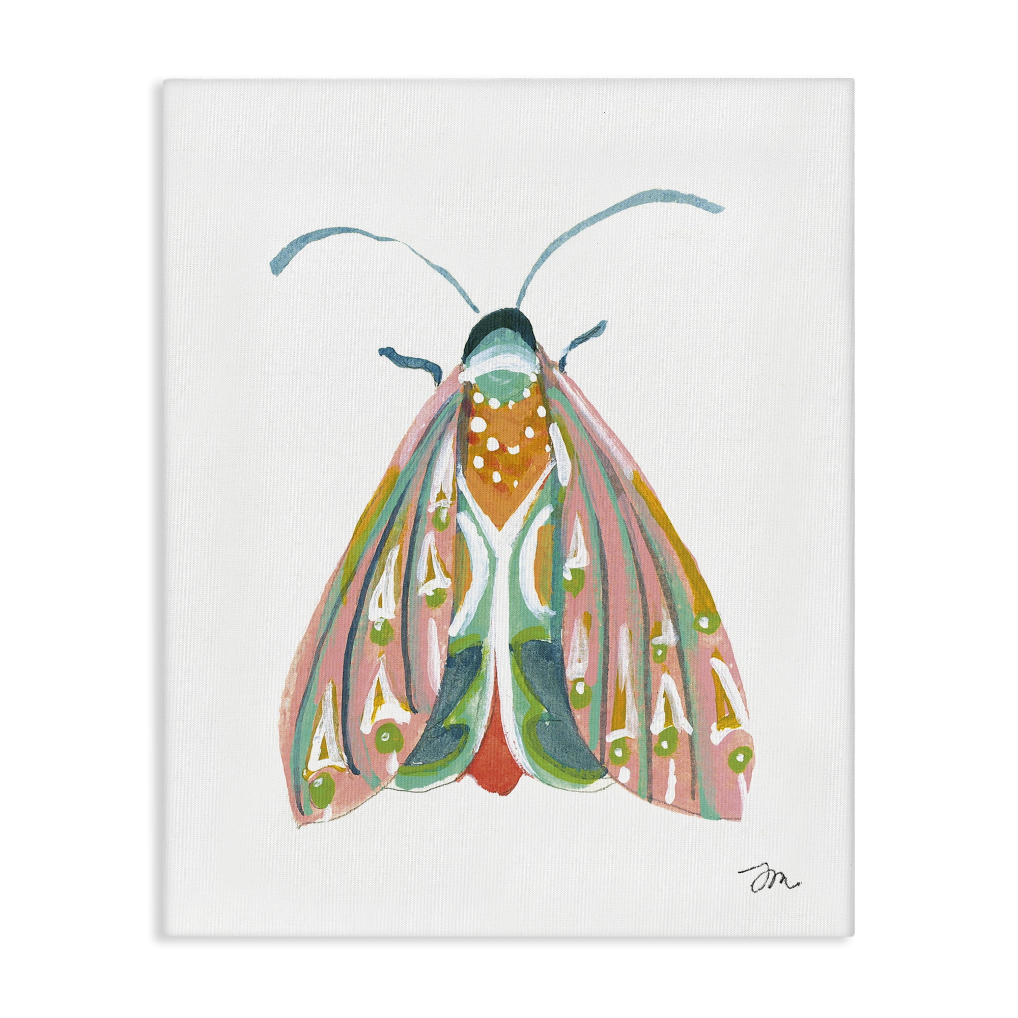 Stupell Industries Delicate Insect on White Insects Painting Wrapped Canvas Art Print Wall Art, 36 x 48