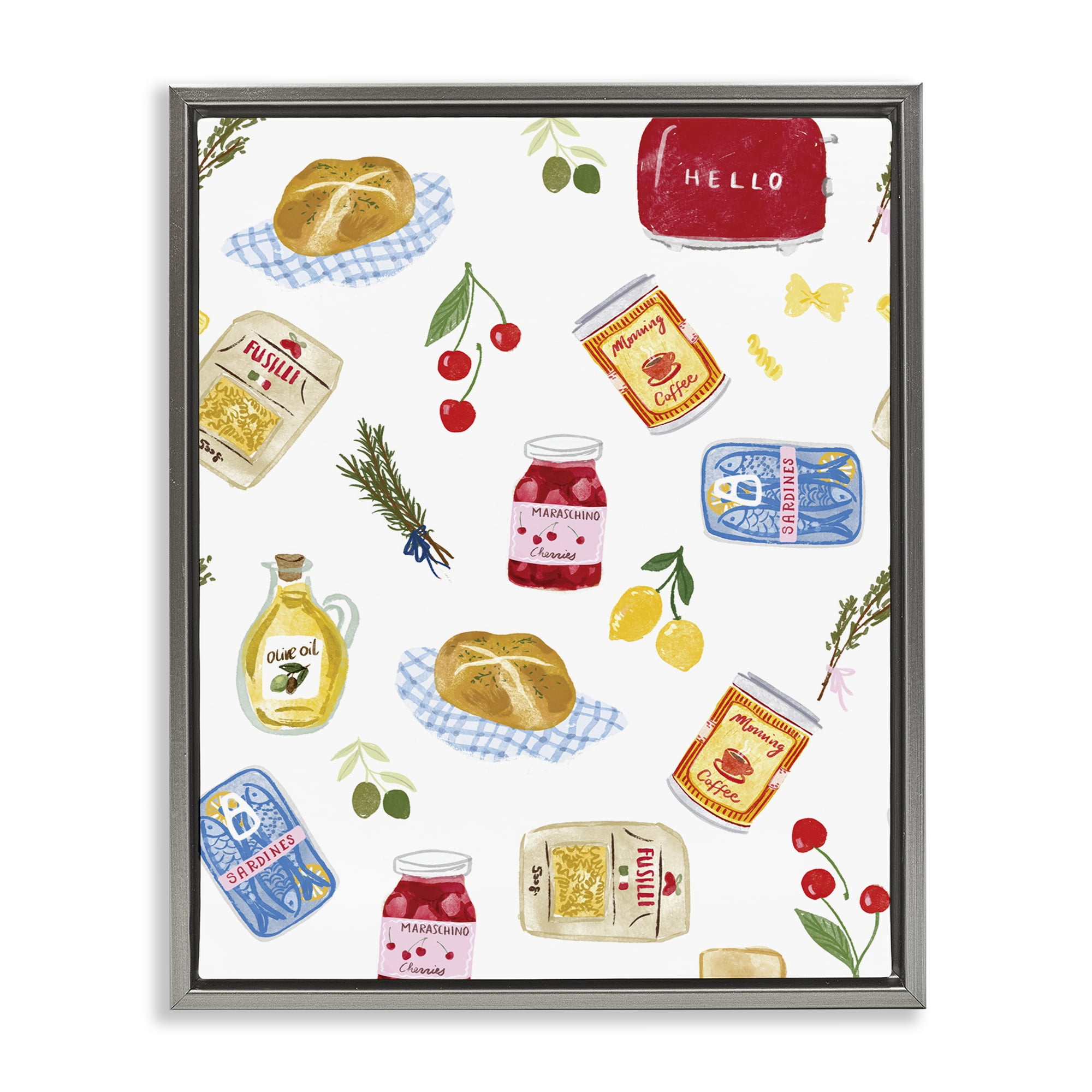 Stupell Industries Delicate Kitchen Delights Food & Beverage Painting Gray Floater Framed Canvas Art Print Wall Art, 25 x 31