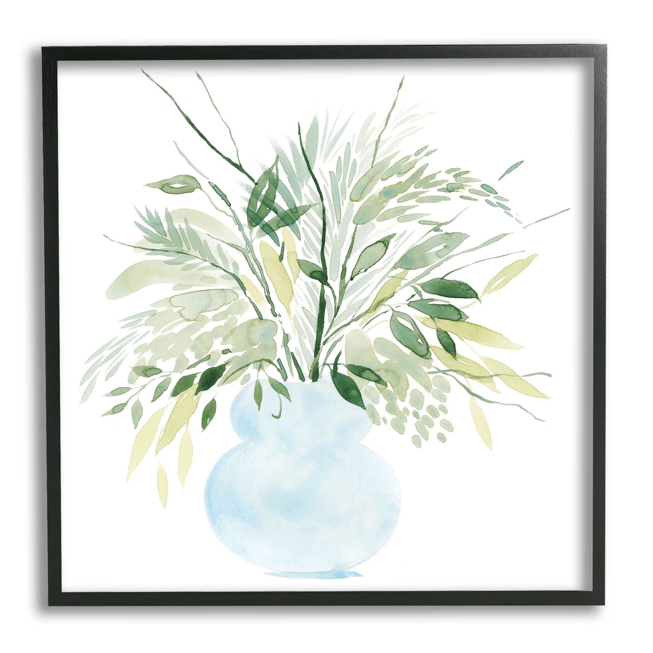 Stupell Industries Delicate Layered Greenery Plants Vase Graphic Art Black Framed Art Print Wall Art, Design by Grace Popp
