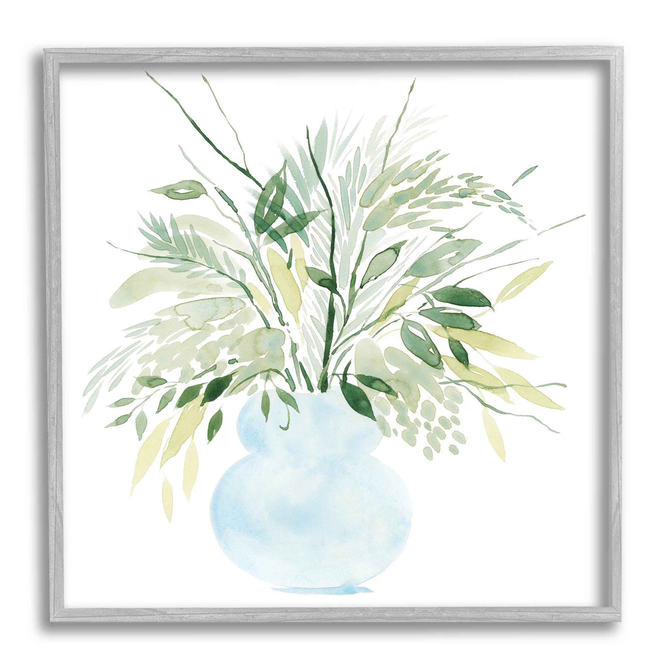 Stupell Industries Delicate Layered Greenery Plants Vase Graphic Art Gray Framed Art Print Wall Art, Design by Grace Popp