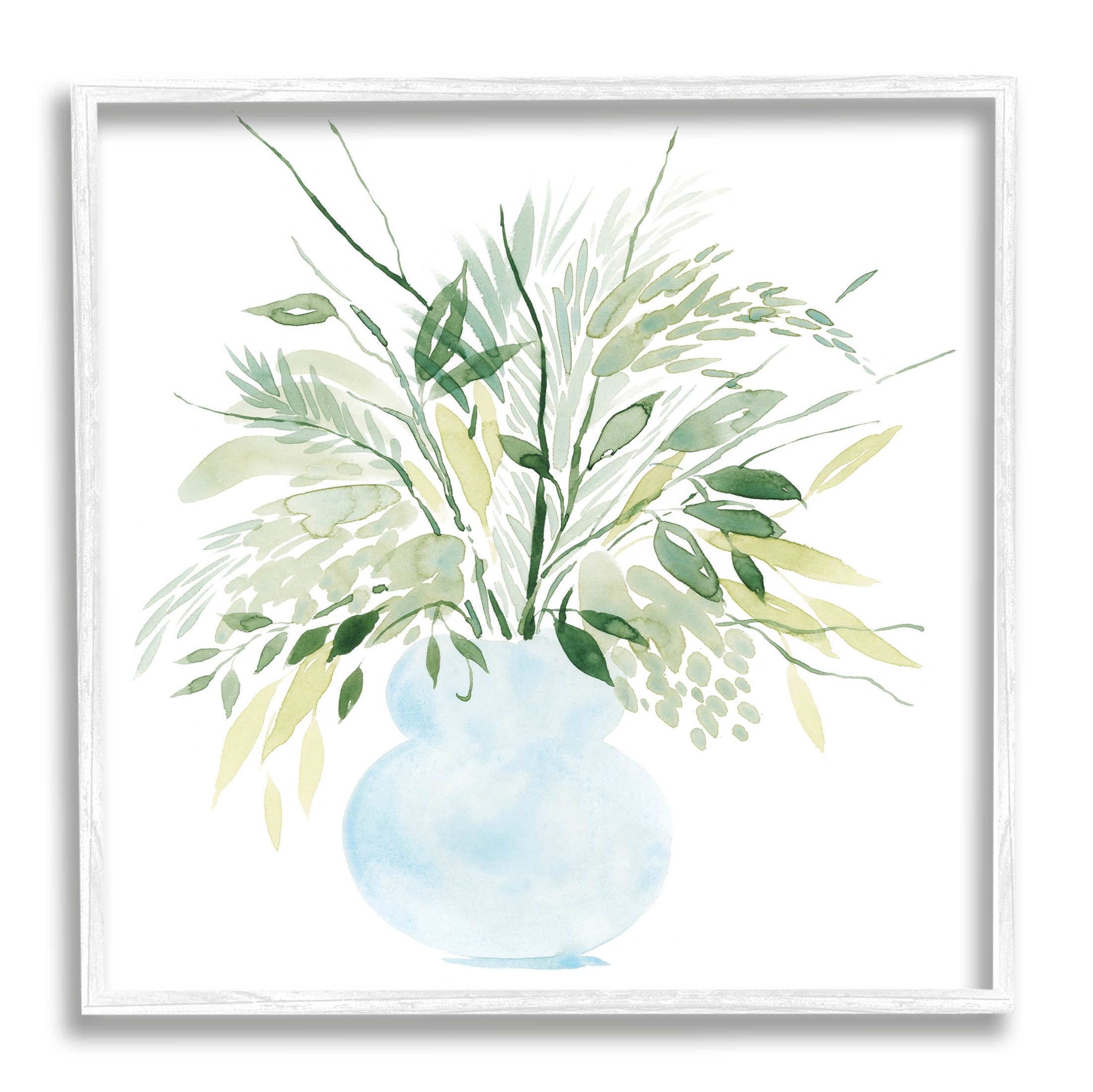 Stupell Industries Delicate Layered Greenery Plants Vase Graphic Art White Framed Art Print Wall Art, Design by Grace Popp