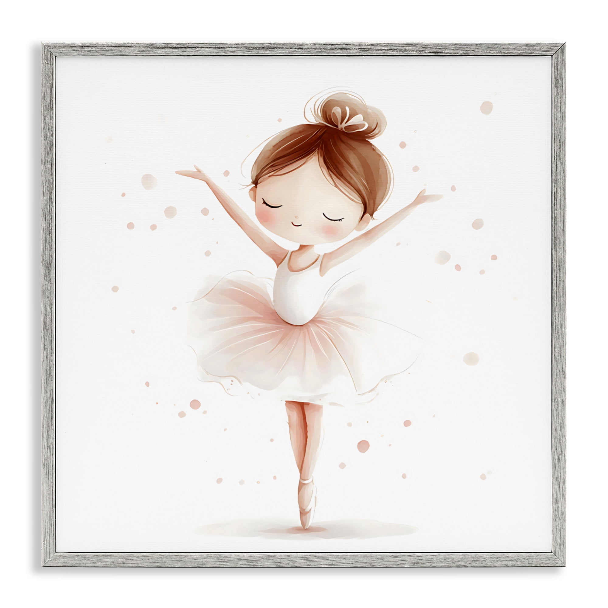 Stupell Industries Delicate Little Ballerina Girl Gray Framed Giclee Art, design by Creative Studio