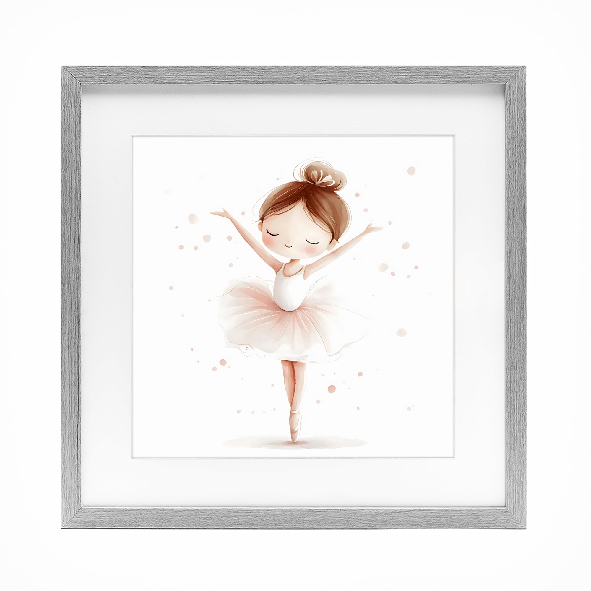 Stupell Industries Delicate Little Ballerina Girl Gray Framed Print Under Glass, design by Creative Studio