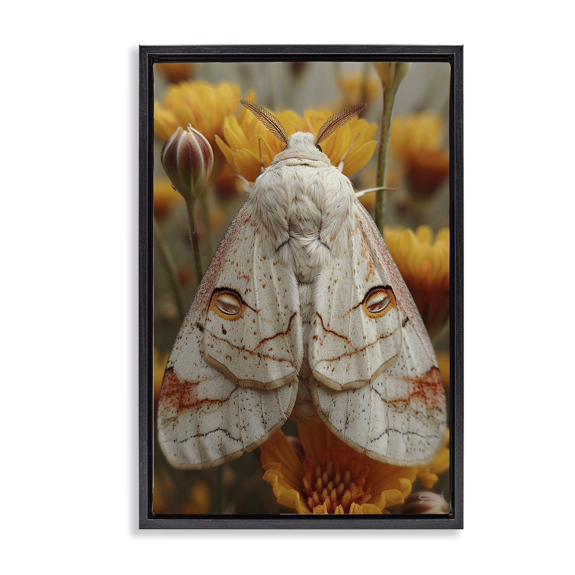 Stupell Industries Delicate Luna Moth Animals & Insects Painting Black Floater Framed Canvas Art Print Wall Art, 21 x 31