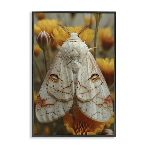 Stupell Industries Delicate Luna Moth Animals & Insects Painting Black Framed Art Print Wall Art, 12 x 18