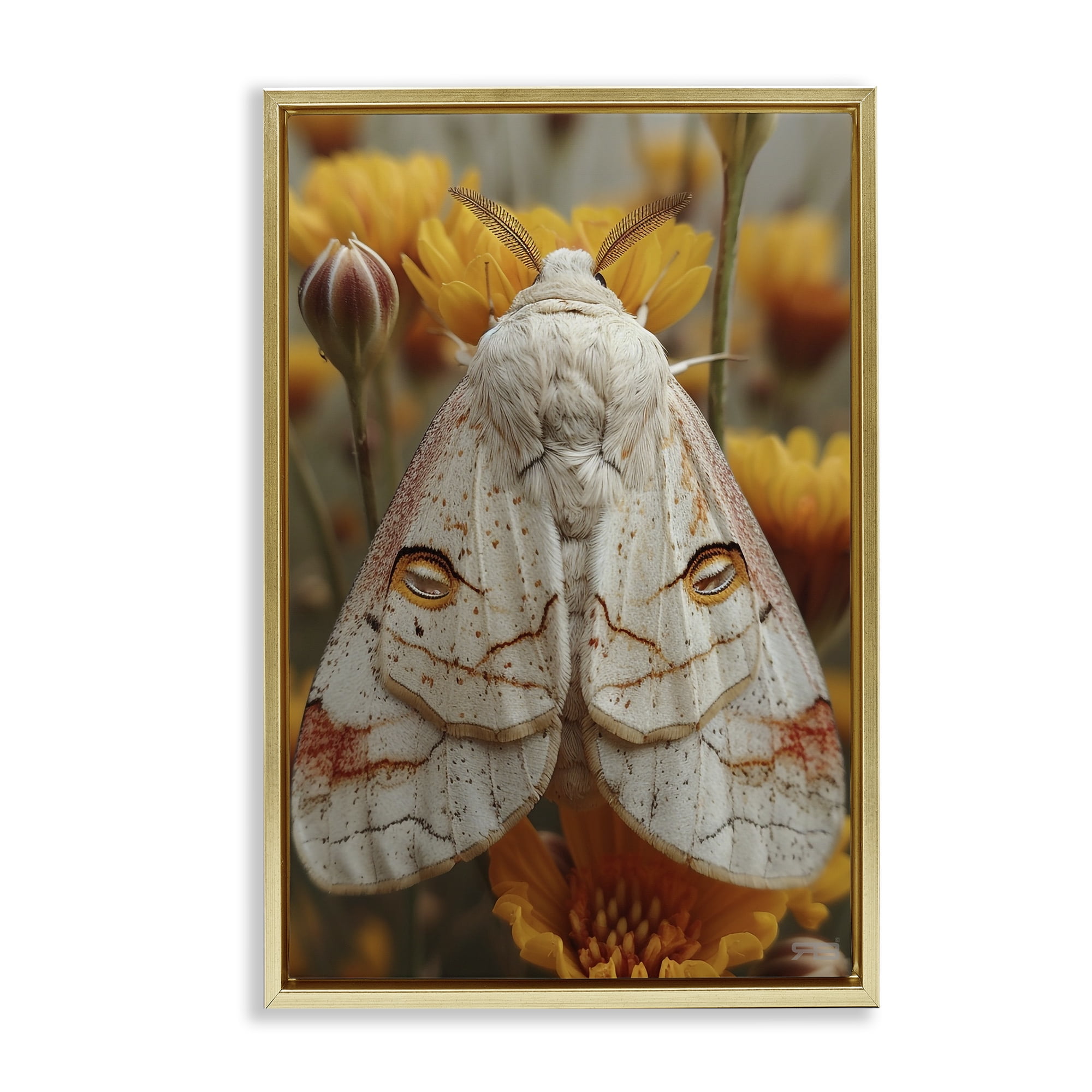 Stupell Industries Delicate Luna Moth Animals & Insects Painting Gold Floater Framed Canvas Art Print Wall Art, 17 x 25