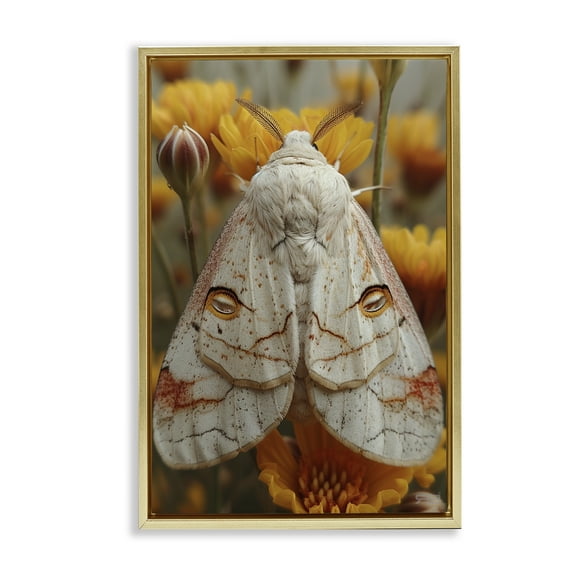 Stupell Industries Delicate Luna Moth Animals & Insects Painting Gold Floater Framed Canvas Art Print Wall Art, 21 x 31