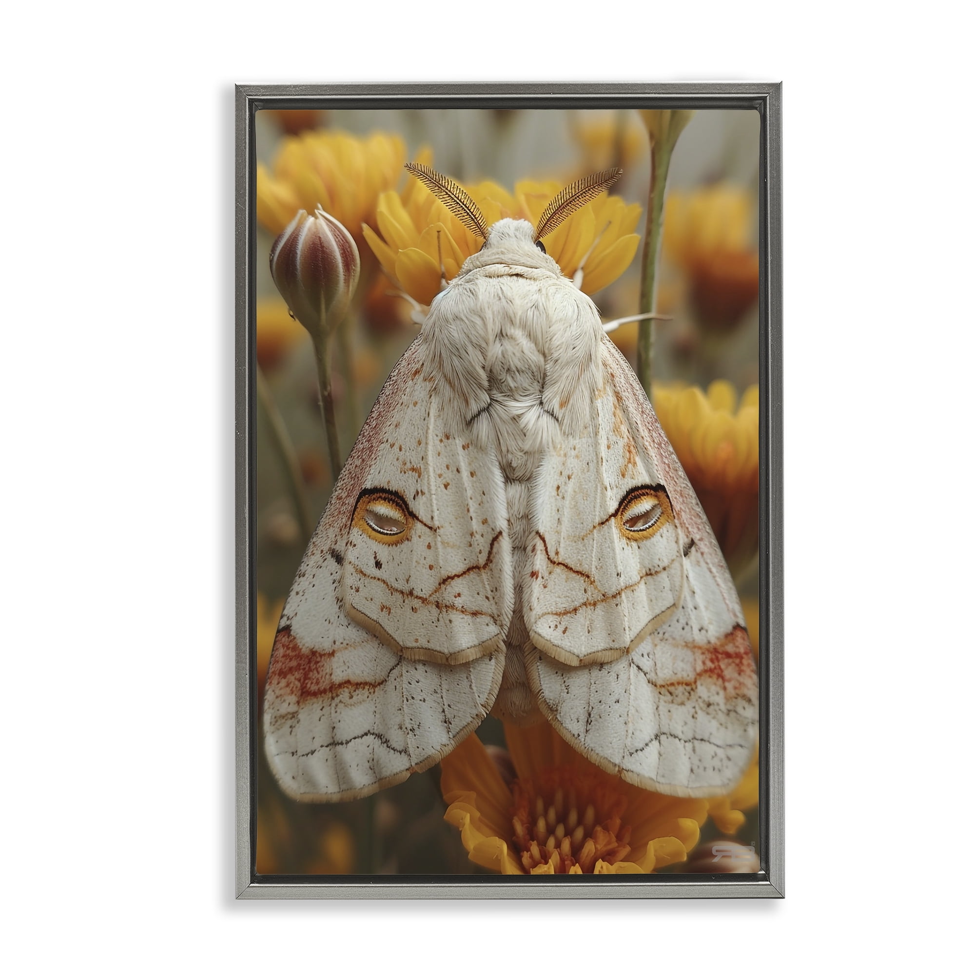 Stupell Industries Delicate Luna Moth Animals & Insects Painting Gray Floater Framed Canvas Art Print Wall Art, 21 x 31